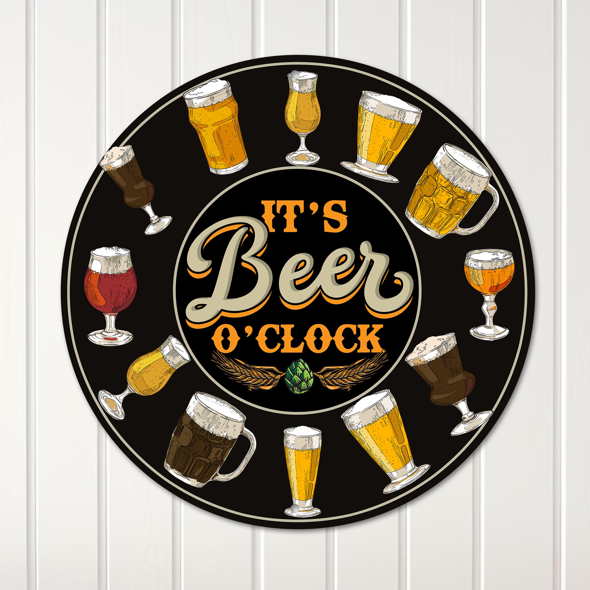 Personalized Beer O'Clock Round Metal Sign – Customizable Wall Art for Beer Lovers, Made with Premium Quality Craftsmanship - Image 1