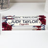 Personalized Acrylic Desk Block with Floral Design - Custom Nameplate for Elegant Office Decor and Thoughtful Gift - Image 1