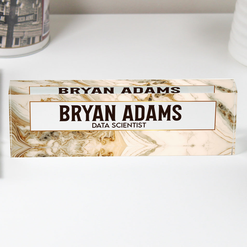 Personalized Acrylic Desk Nameplate – Elegant Marble Design for Data Scientists, Perfect Handcrafted Gift for Professionals - Image 1