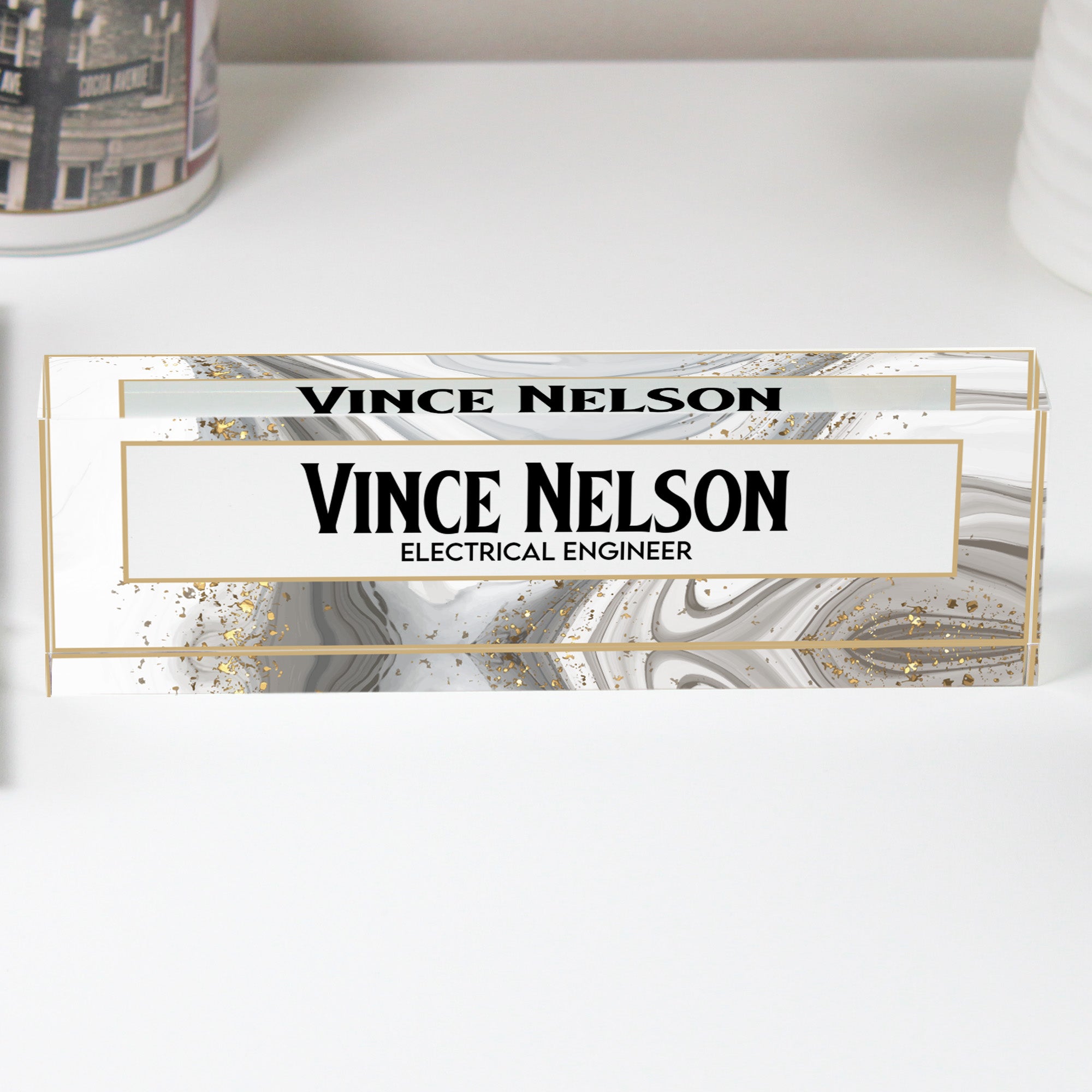 Personalized Acrylic Desk Name Block - Custom Office Décor for Professionals and Gift-Giving - Image 1