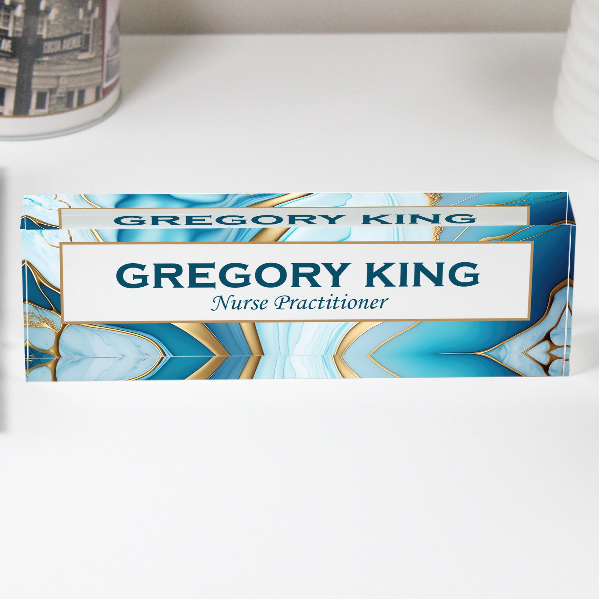 Personalized Acrylic Desk Name Plate - Elegant Crystal Design for Nurse Practitioners - Custom Office Decor Gift - Image 1