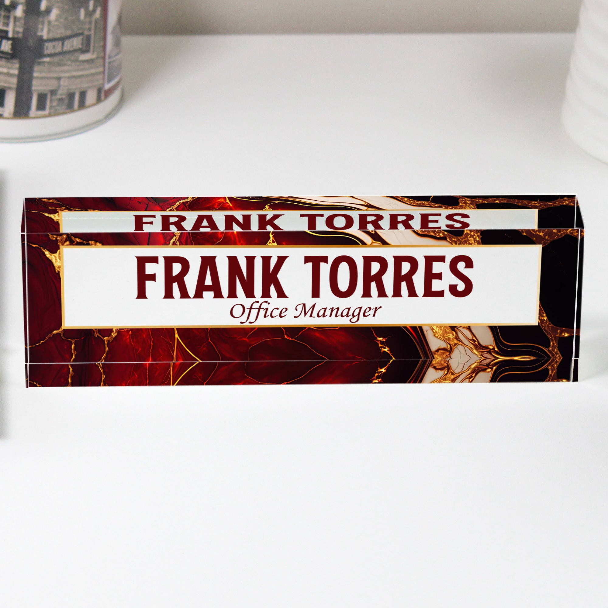 Personalized Office Manager Acrylic Desk Block with Elegant Marble Design - Perfect Custom Gift for Professional Spaces - Image 1