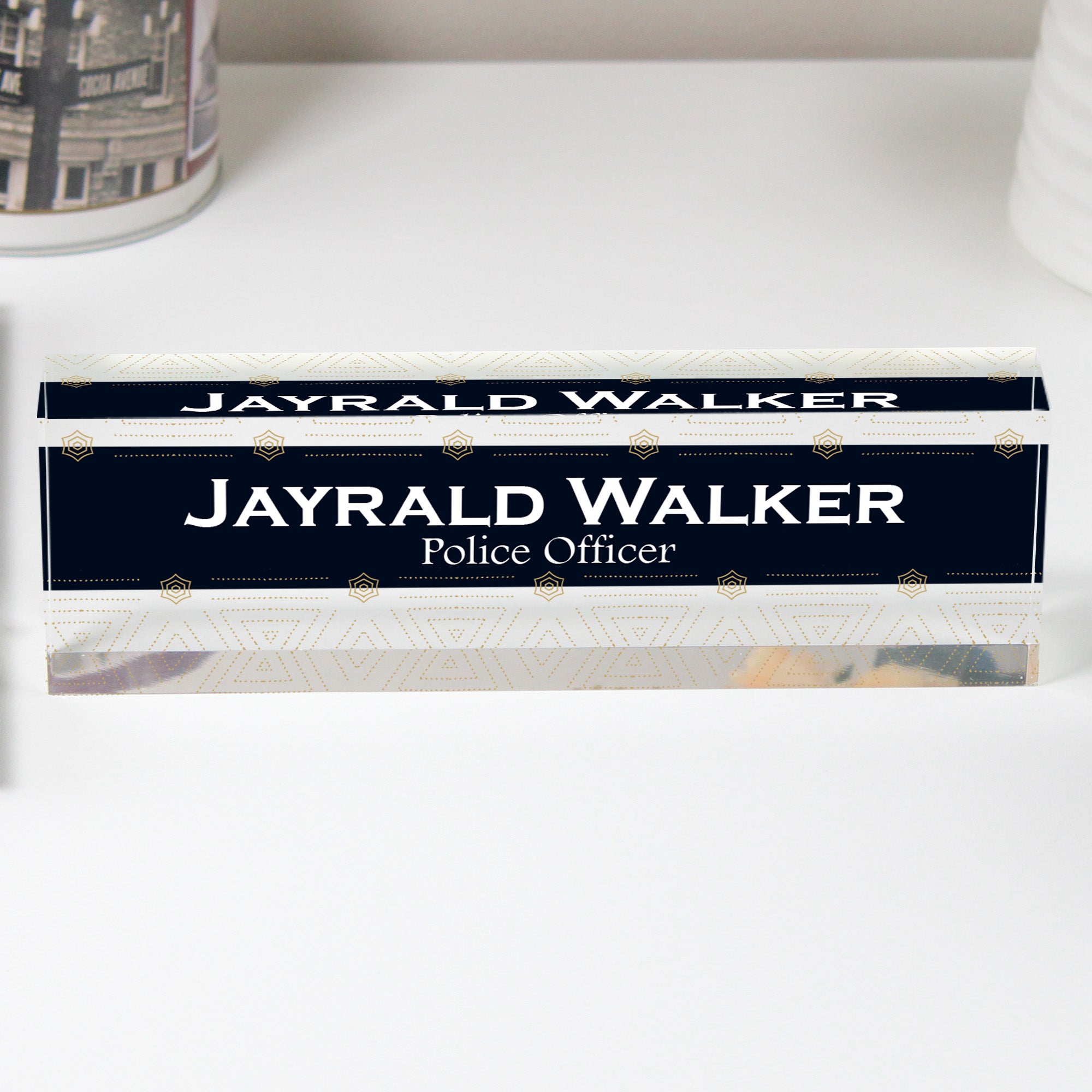 Personalized Acrylic Desk Name Block - Custom Office Decor, Perfect Gift for Professionals, Police Officer Themed - Image 1