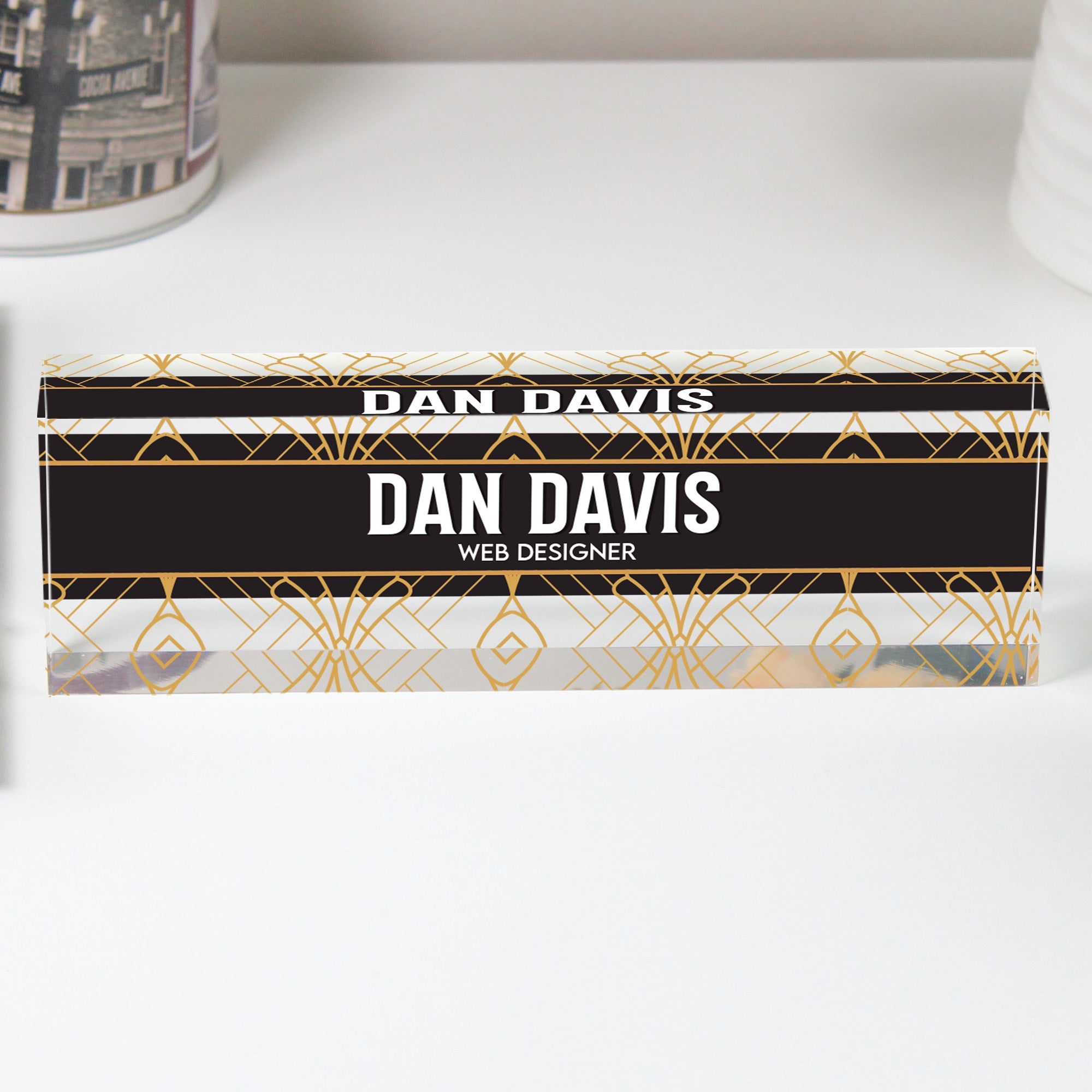 Personalized Acrylic Desk Name Block - Custom Web Designer Sign with Art Deco Style for Office Decor & Gift Giving - Image 1