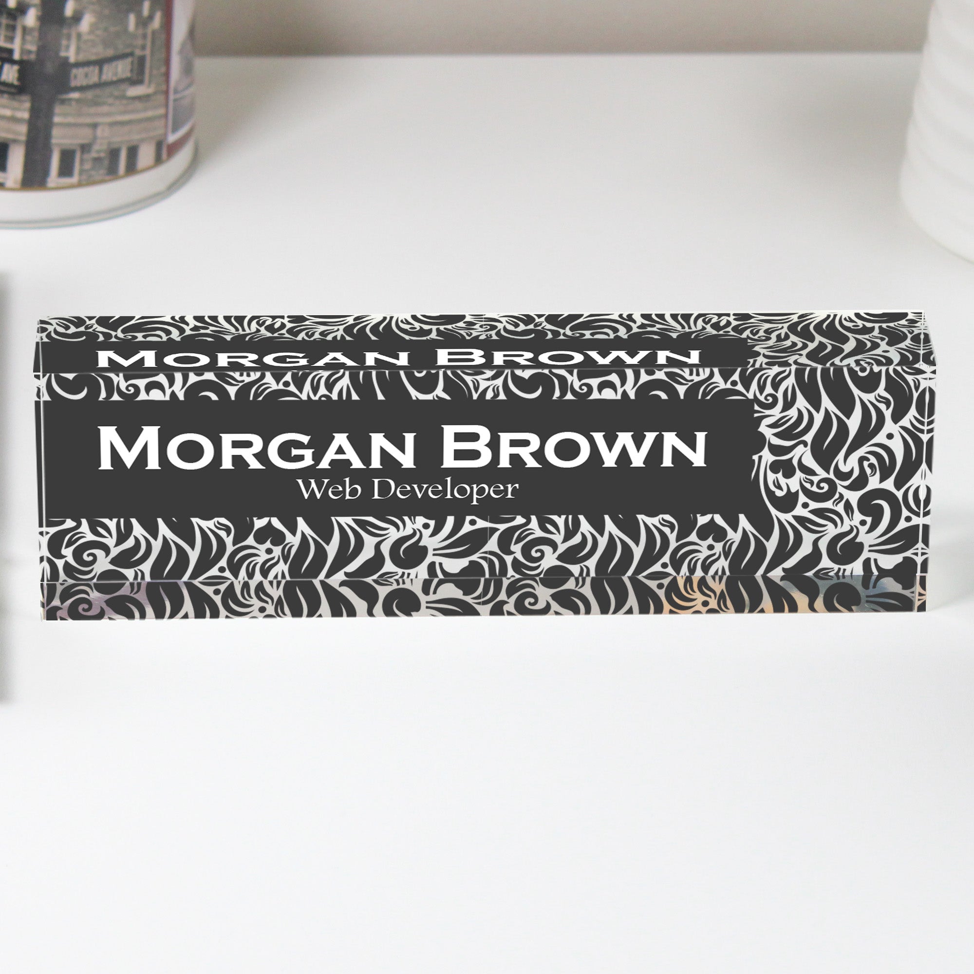 Personalized Acrylic Desk Block - Custom Engraved Nameplate for Web Developers and Tech Enthusiasts - Image 1