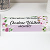 Personalized Floral Acrylic Desk Name Plate - Custom Architect Block with Lily and Orchid Design for Office Decor - Image 1
