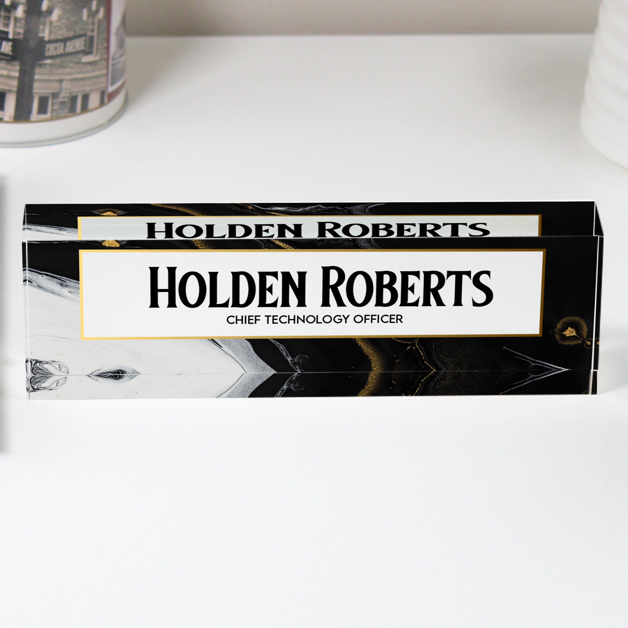 Personalized Acrylic Desk Name Block - Custom Office Decor for Executives & Professionals - Ideal Gift for Promotion & Recognition - Image 1