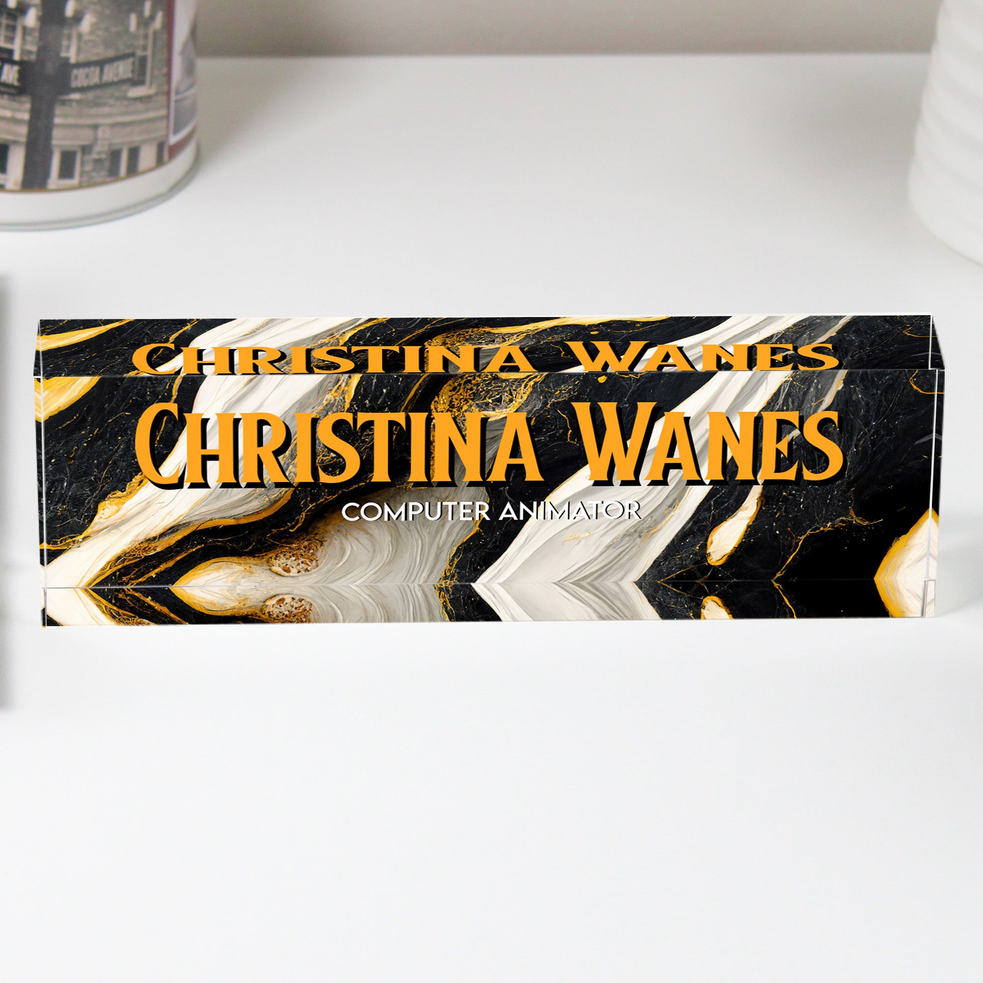 Personalized Acrylic Desk Name Plate - Custom Handcrafted Design for Computer Animators & Professionals - Image 1