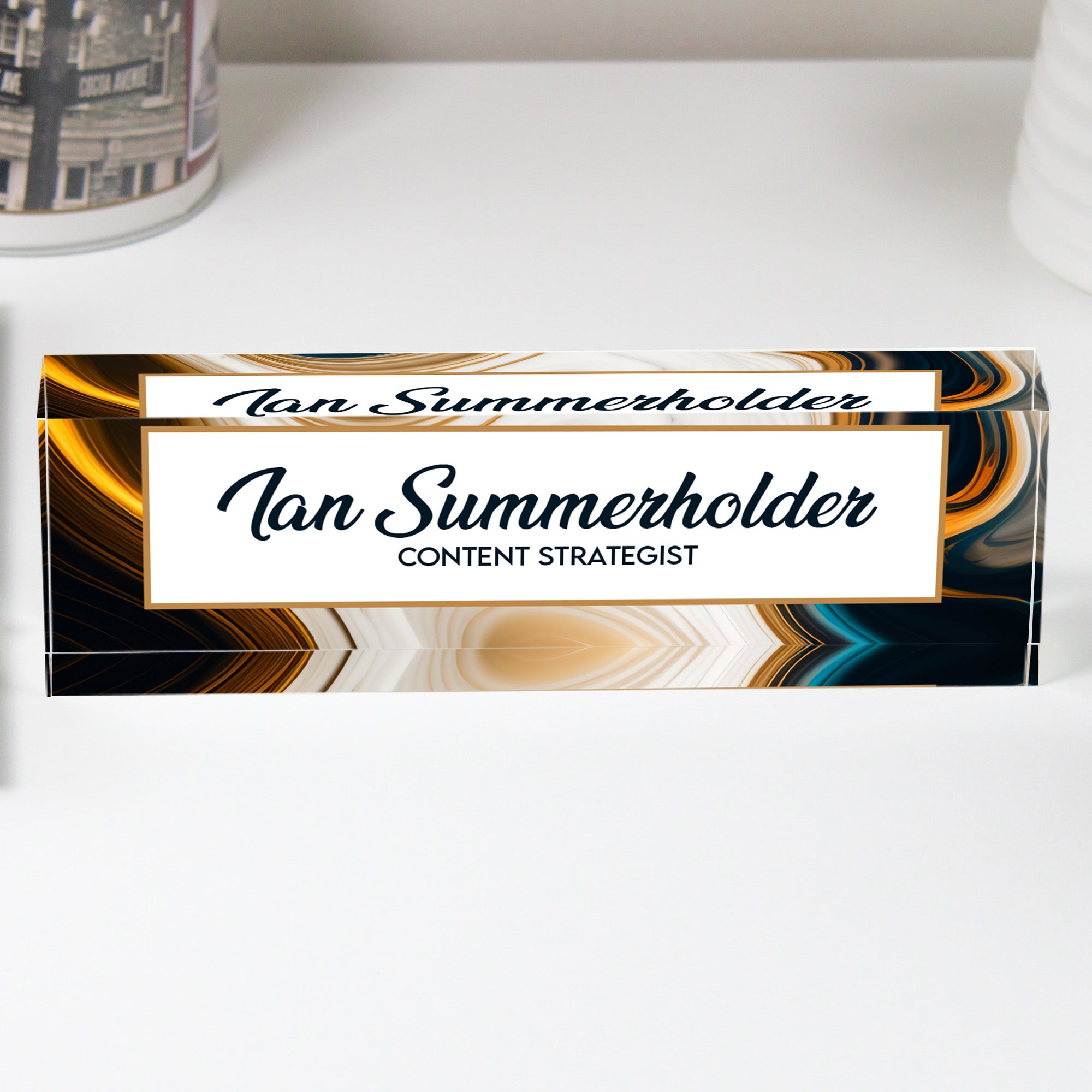 Personalized Acrylic Desk Name Block - Customizable Office Décor for Professionals and Stylish Gift for Colleagues - Image 1