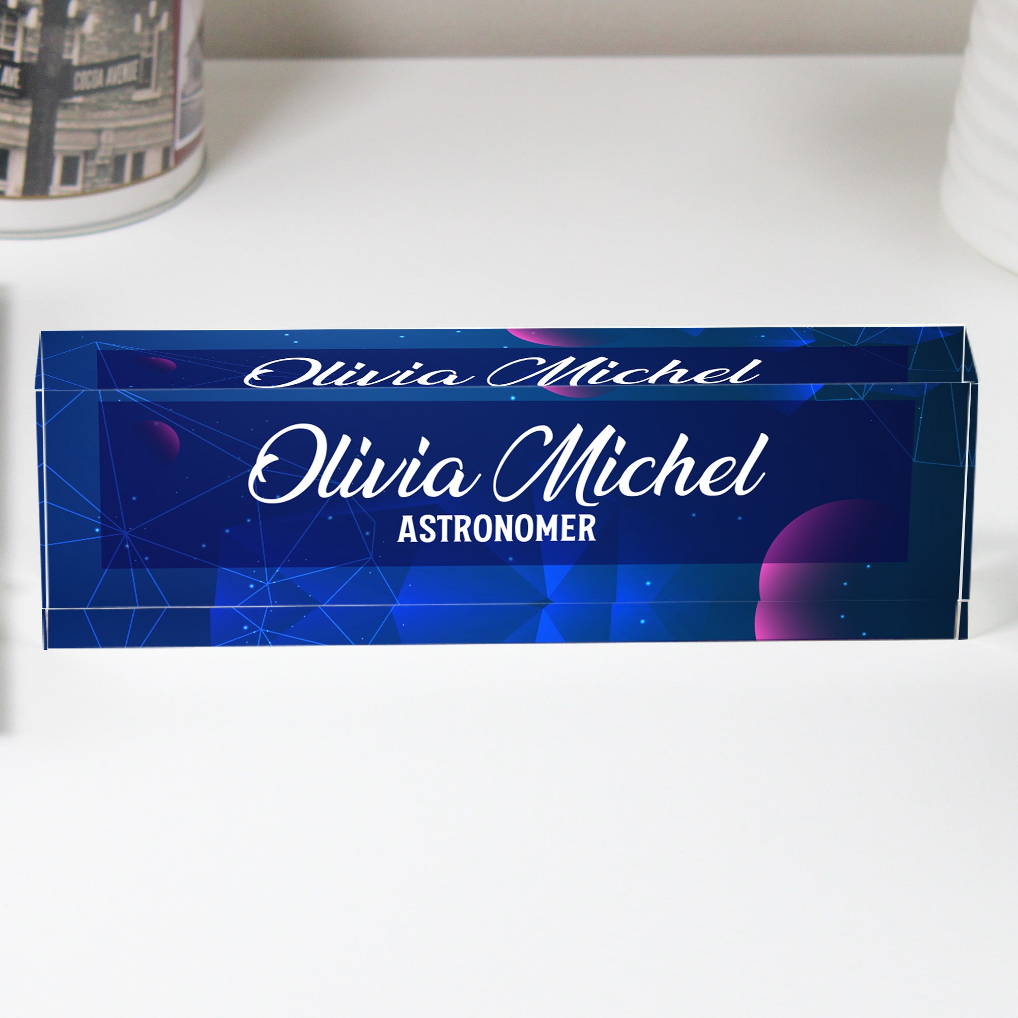 Personalized Acrylic Desk Block with Astronomical Design – Custom Name Plaque for Astronomy Enthusiasts and Unique Gift Givers - Image 1