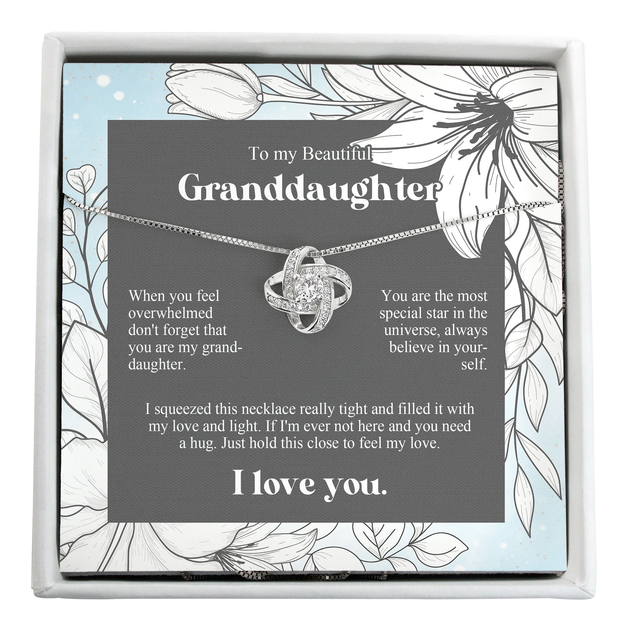 Personalized Granddaughter Necklace with Inspirational Message Card - Premium Silver Knot Pendant for Emotional Connection and Thoughtful Gift-Giving - Image 1