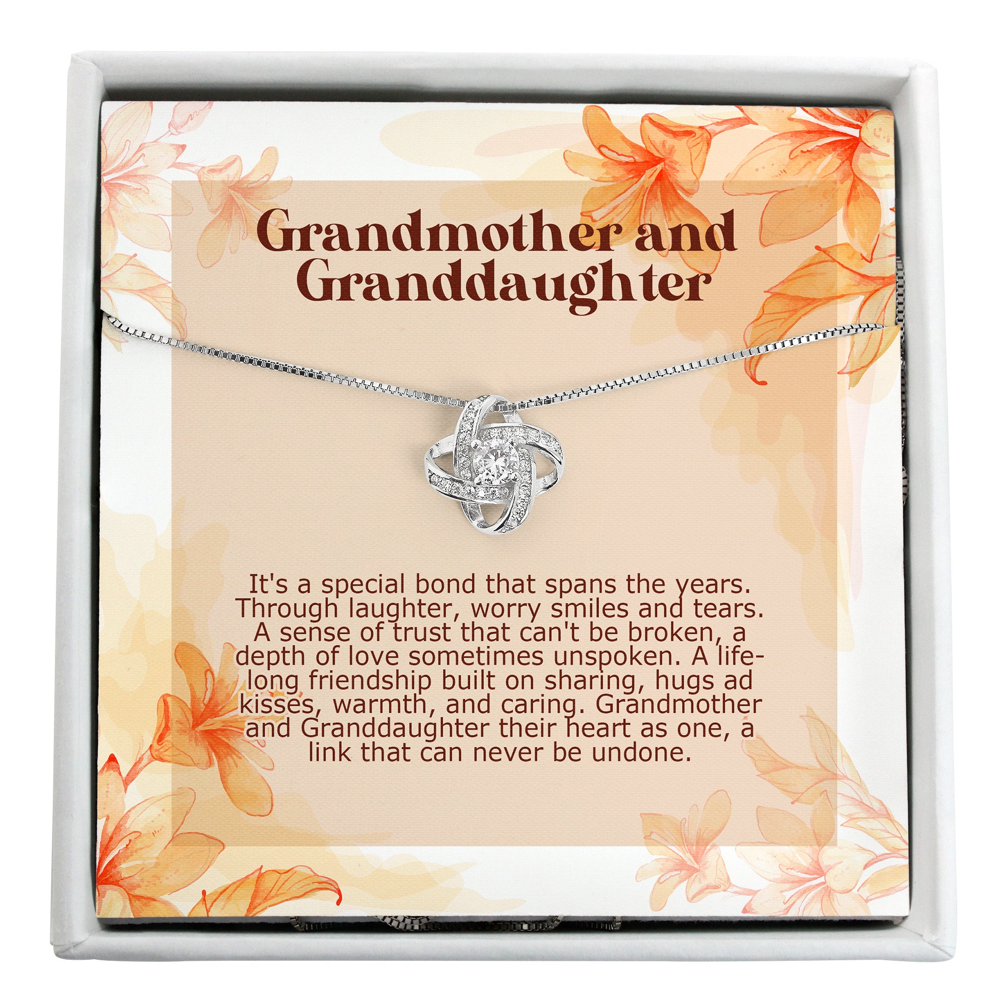 Elegant Grandmother & Granddaughter Gift Necklace - Personalized Knot Pendant with Heartfelt Message Card - Image 1