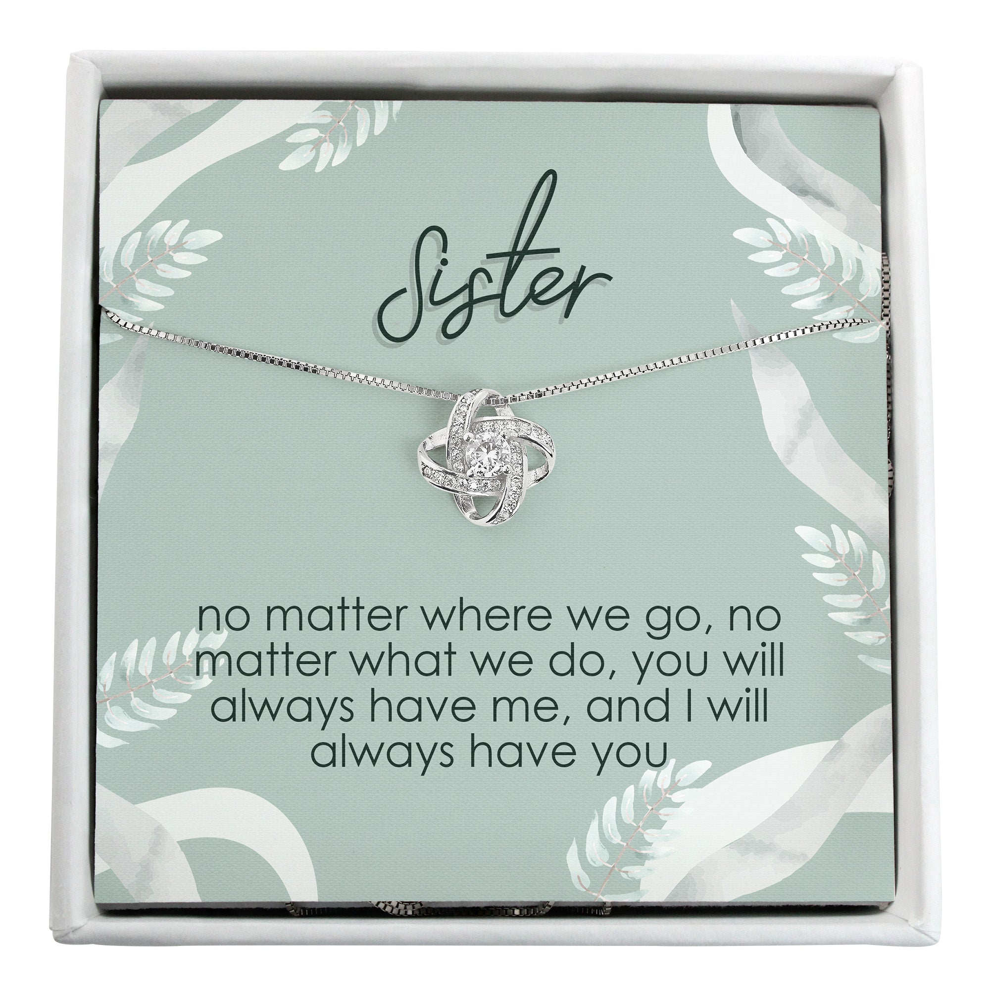 Elegant Sister Knot Pendant Necklace with Message Card - Personalized Gift for Unbreakable Bond and Timeless Connection - Image 1