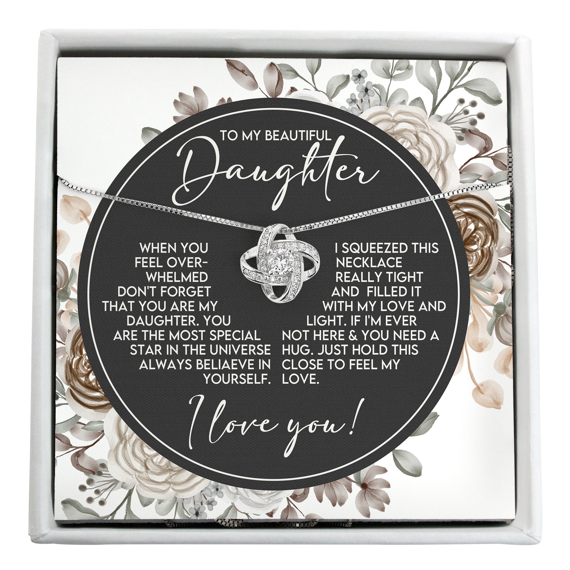 Personalized Daughter Necklace with Heartfelt Message Card - Elegant Knot Design, Premium Silver Craftsmanship - Ideal for Birthdays & Special Occasions - Image 1