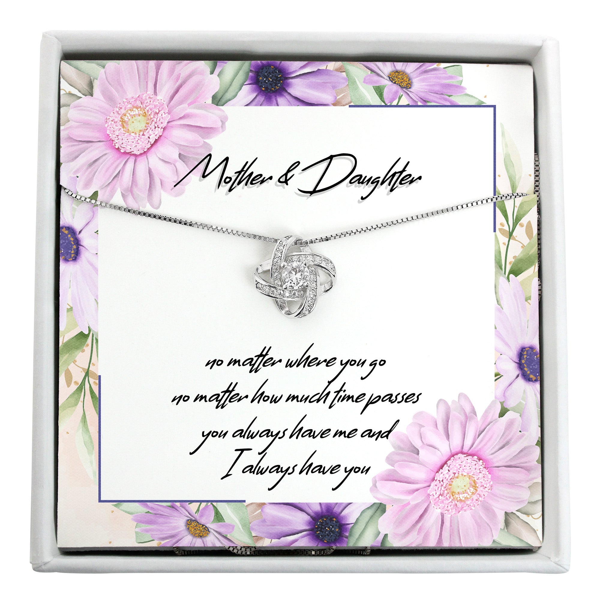 Elegant Mother & Daughter Knot Necklace - Personalized Gift with Sentimental Message Card for Special Occasions - Image 1