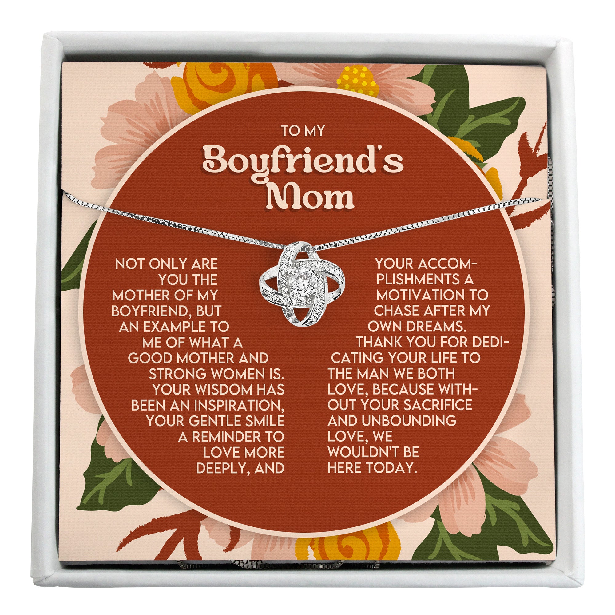 Personalized Necklace with Heartfelt Message Card for Boyfriend's Mom - Elegant Gift with Floral Design - Image 1