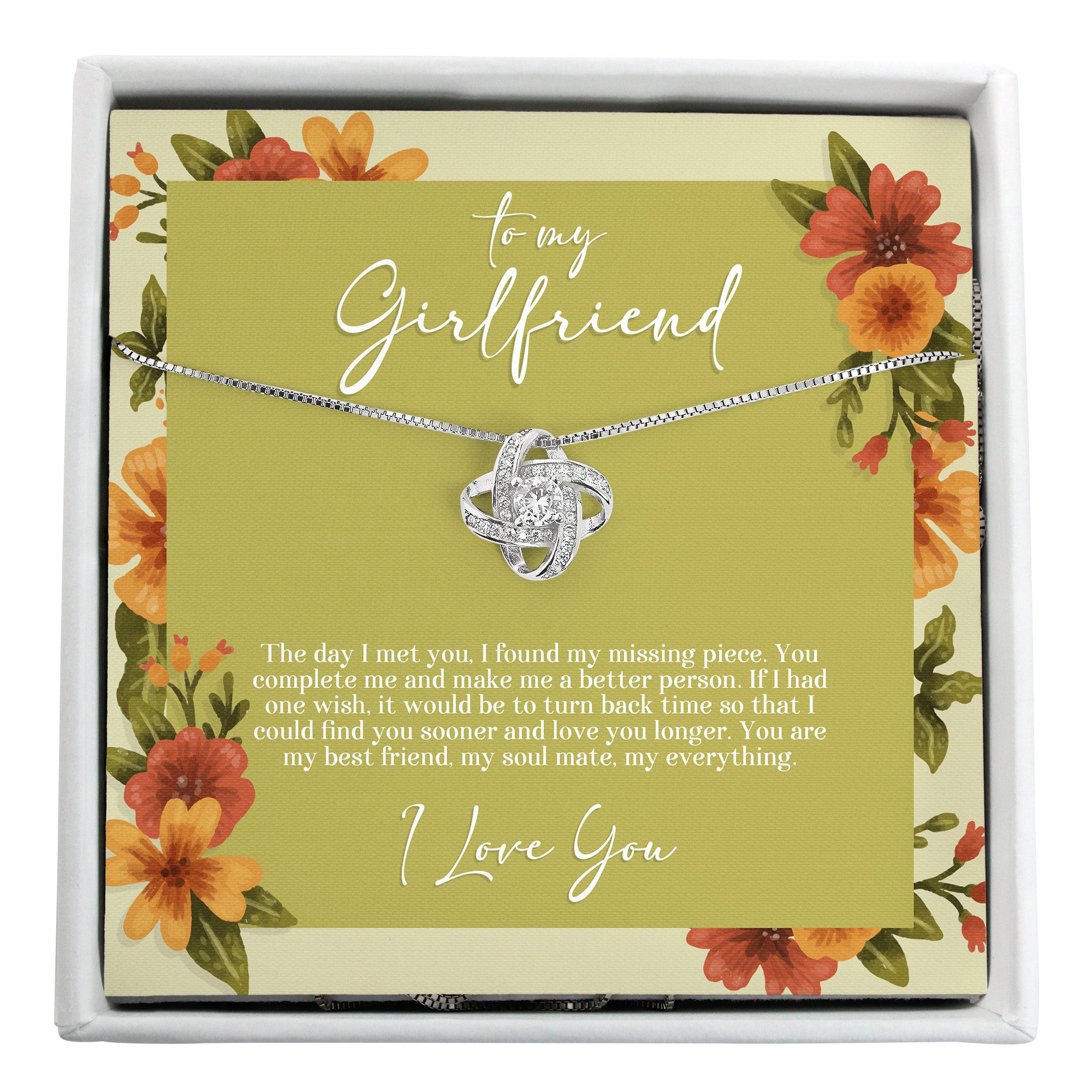Personalized Girlfriend Necklace with Heartfelt Message Card – Elegant Knot Design for Special Occasions - Image 1
