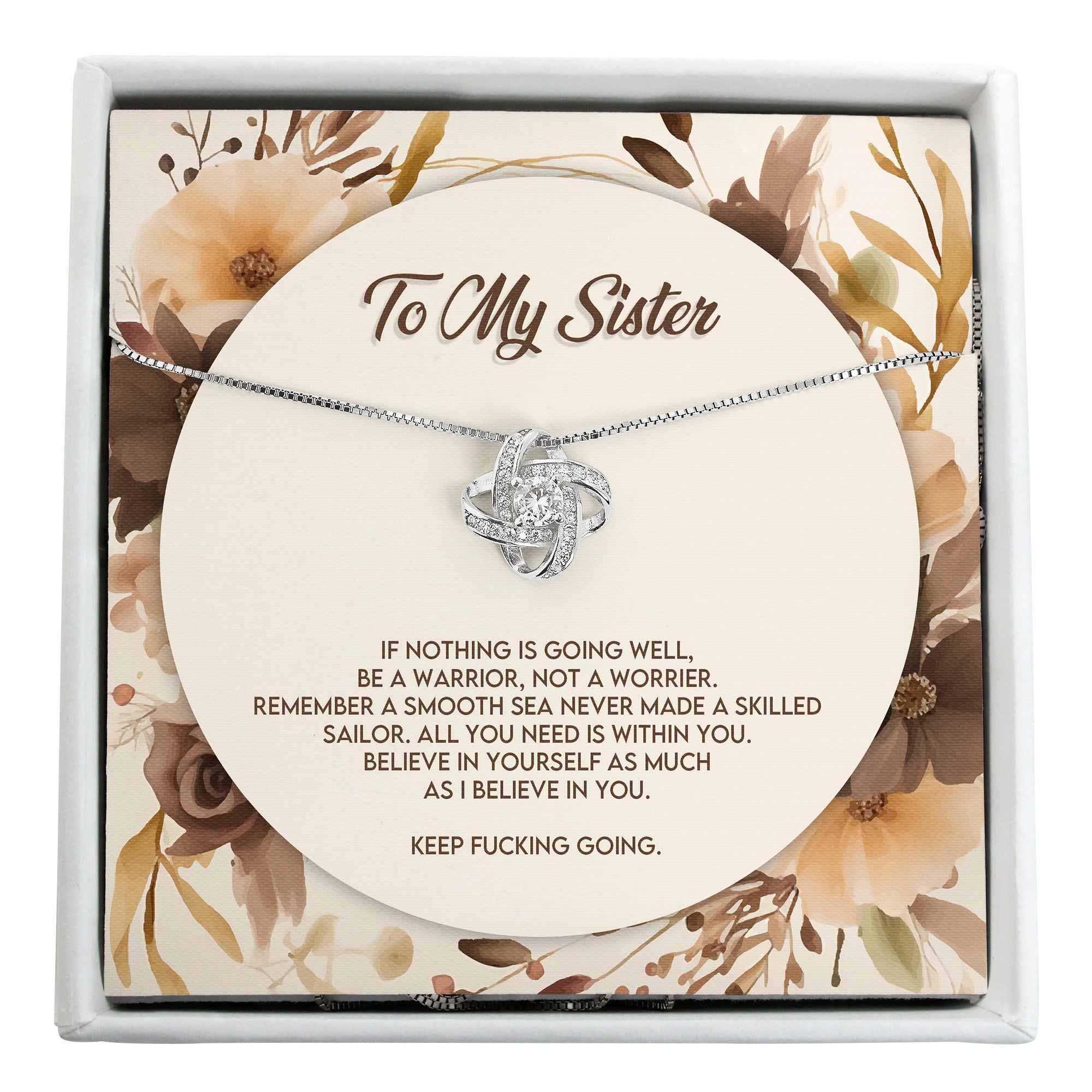 Personalized Sister Necklace with Inspirational Message Card | Elegant Floral Design | Perfect Gift for Sisters - Image 1