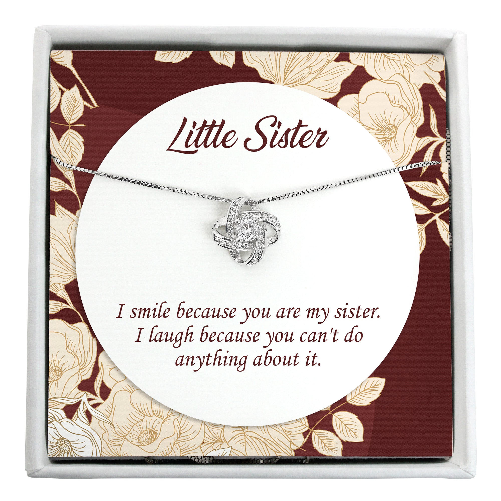 Customized Little Sister Knot Necklace - Sterling Silver, Unique Gift for Sisters, Birthday and Special Occasions - Image 1
