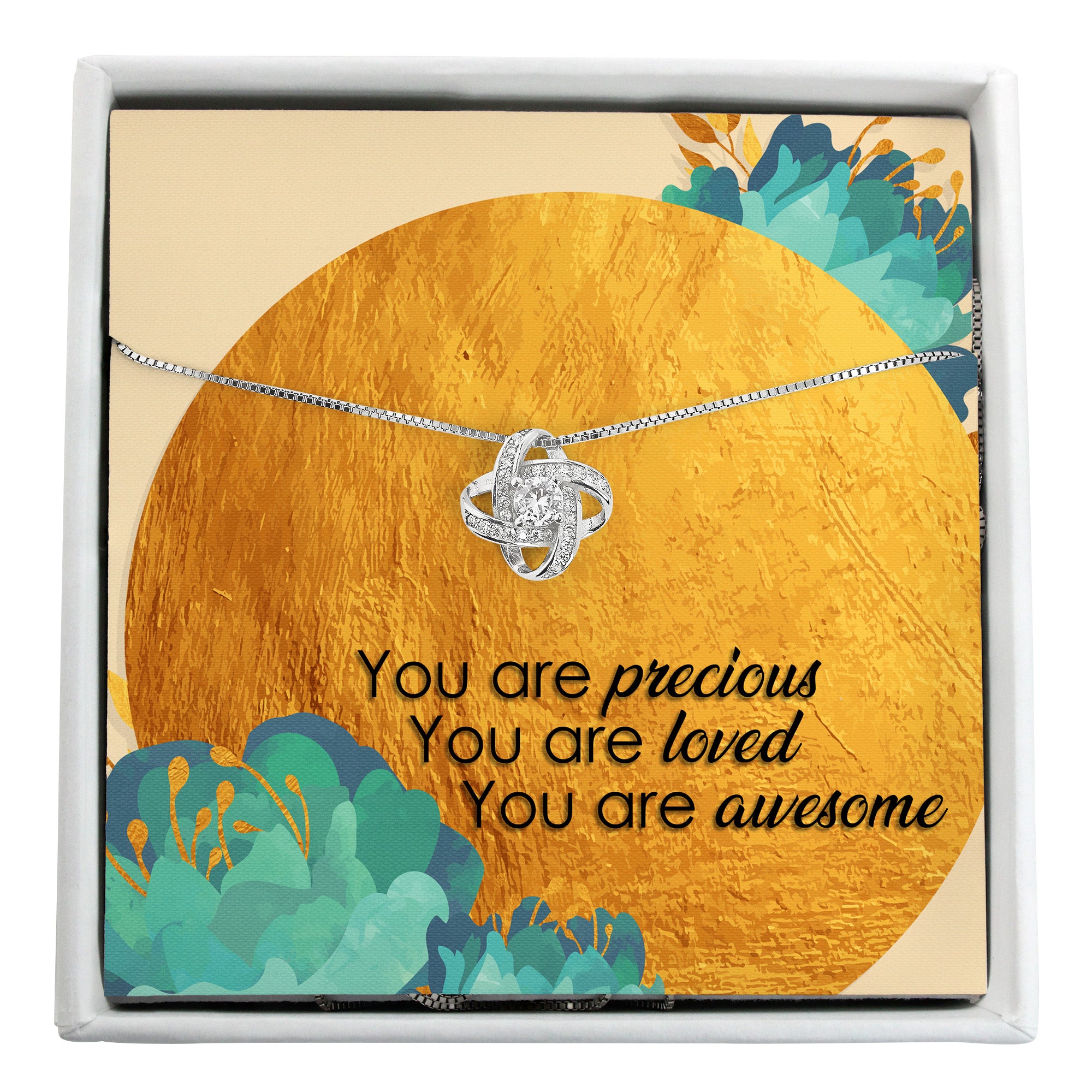 Exquisite Personalized Message Card Necklace - Sterling Silver Love Knot for Precious Moments, Perfect Gift for Loved Ones - Image 1