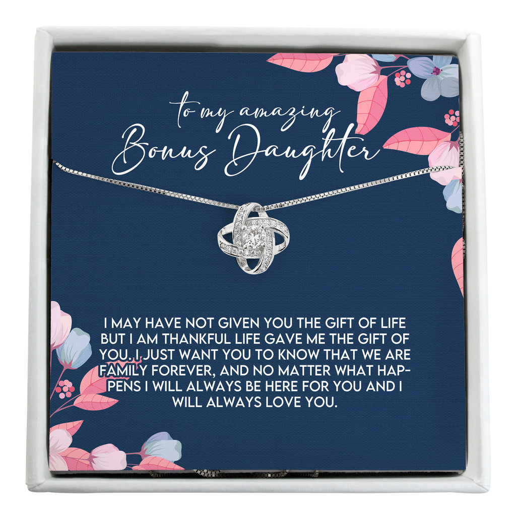 Personalized "Bonus Daughter" Knot Necklace - Artisan Craftsmanship, Sterling Silver Jewelry Gift for Stepdaughters - Image 1