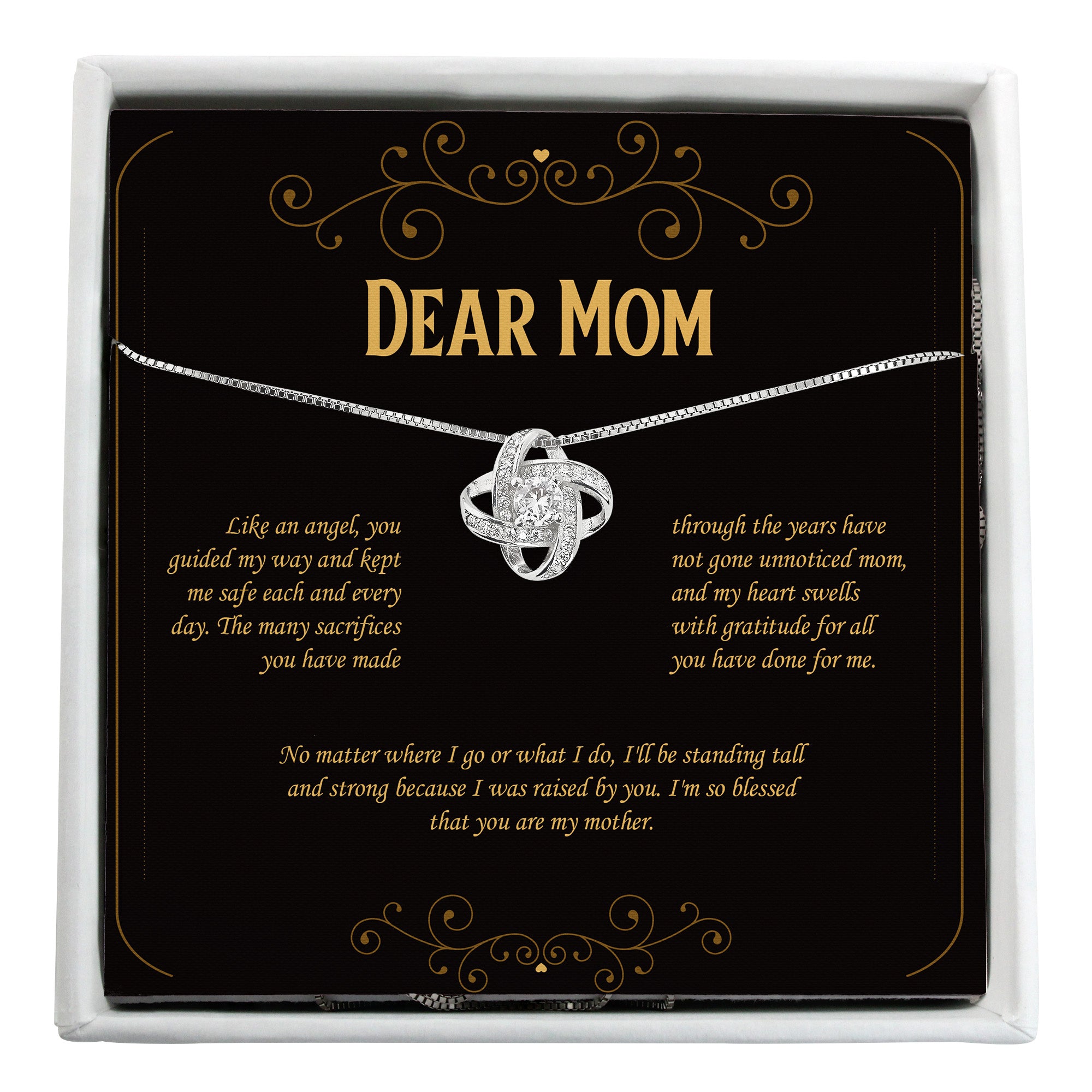 Elegant Personalized Necklace for Mom - Sterling Silver Knot Design with Heartfelt Message Card - Perfect Gift for Mother's Day - Image 1