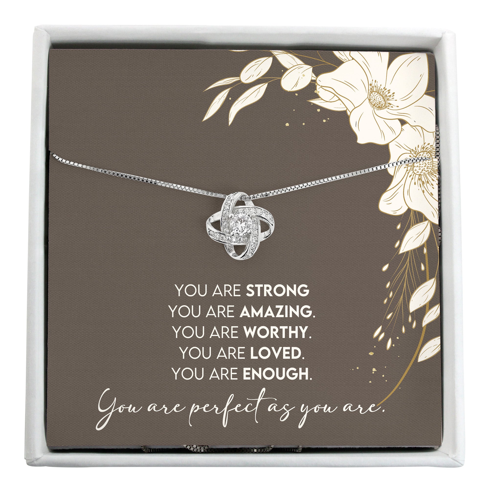 Personalized Knot Pendant Necklace with Uplifting Message Card - Sterling Silver Gift for Her: Perfect for Moms, Sisters, Friends & Loved Ones - Image 1