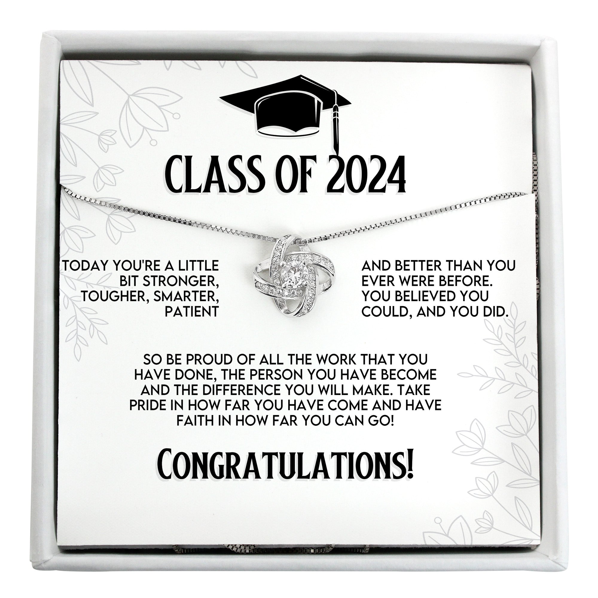 Personalized Graduation Necklace Gift with Inspirational Message for Class of 2024 - Custom Jewelry Keepsake for Students - Image 1