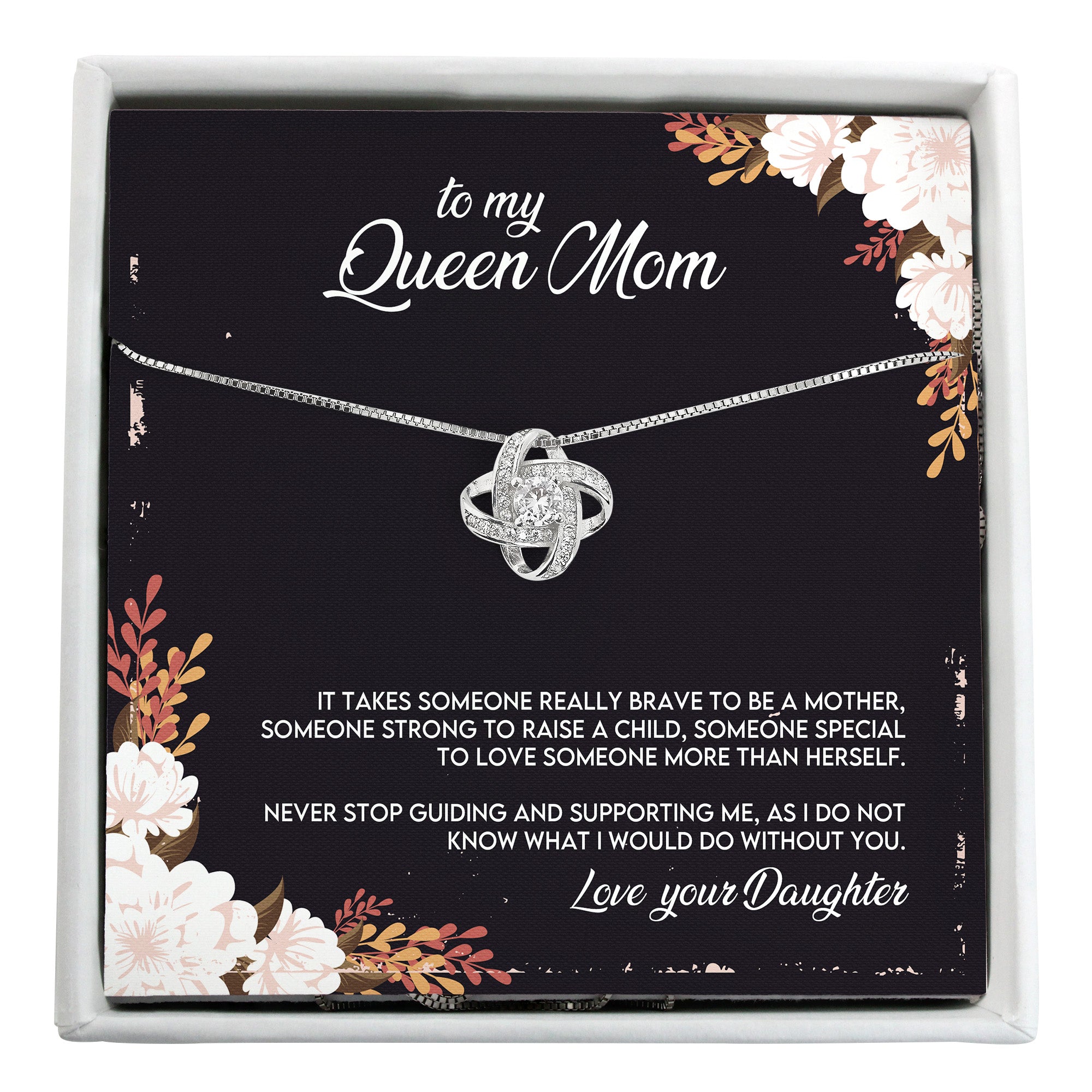 Elegant "To My Queen Mom" Necklace with Personalized Message Card - Perfect Gift for Mothers - Image 1