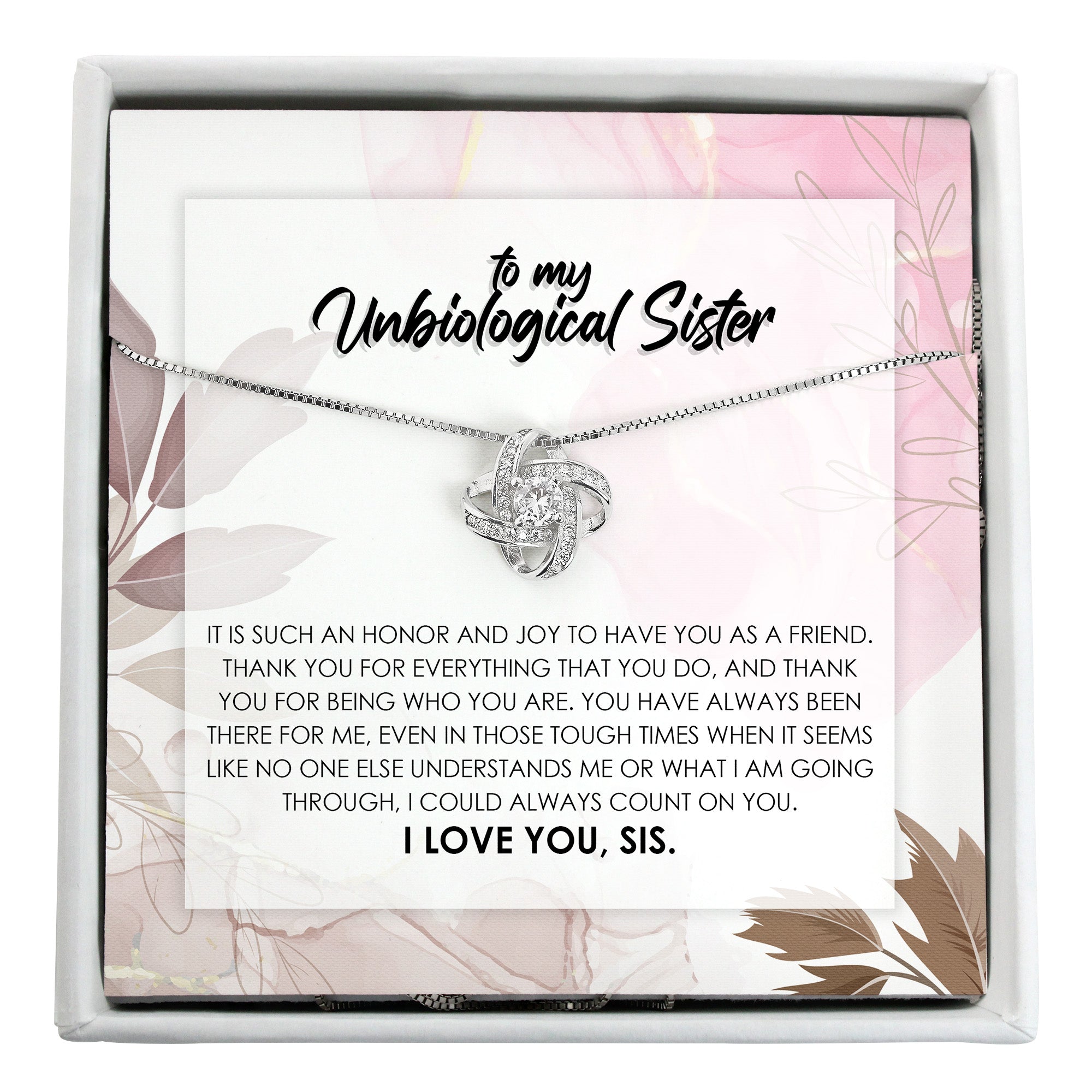 Elegant “Unbiological Sister” Message Card Necklace – Personalized Gift for Best Friends with Premium Craftsmanship - Image 1
