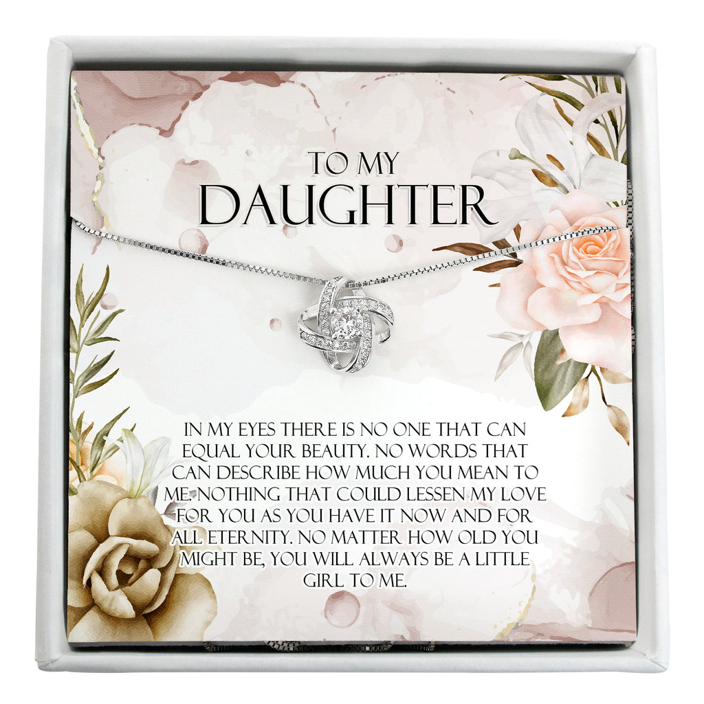 Elegant Silver Knot Necklace with Personalized Message Card – Perfect Gift for Daughters, Weddings, Birthdays - Image 1