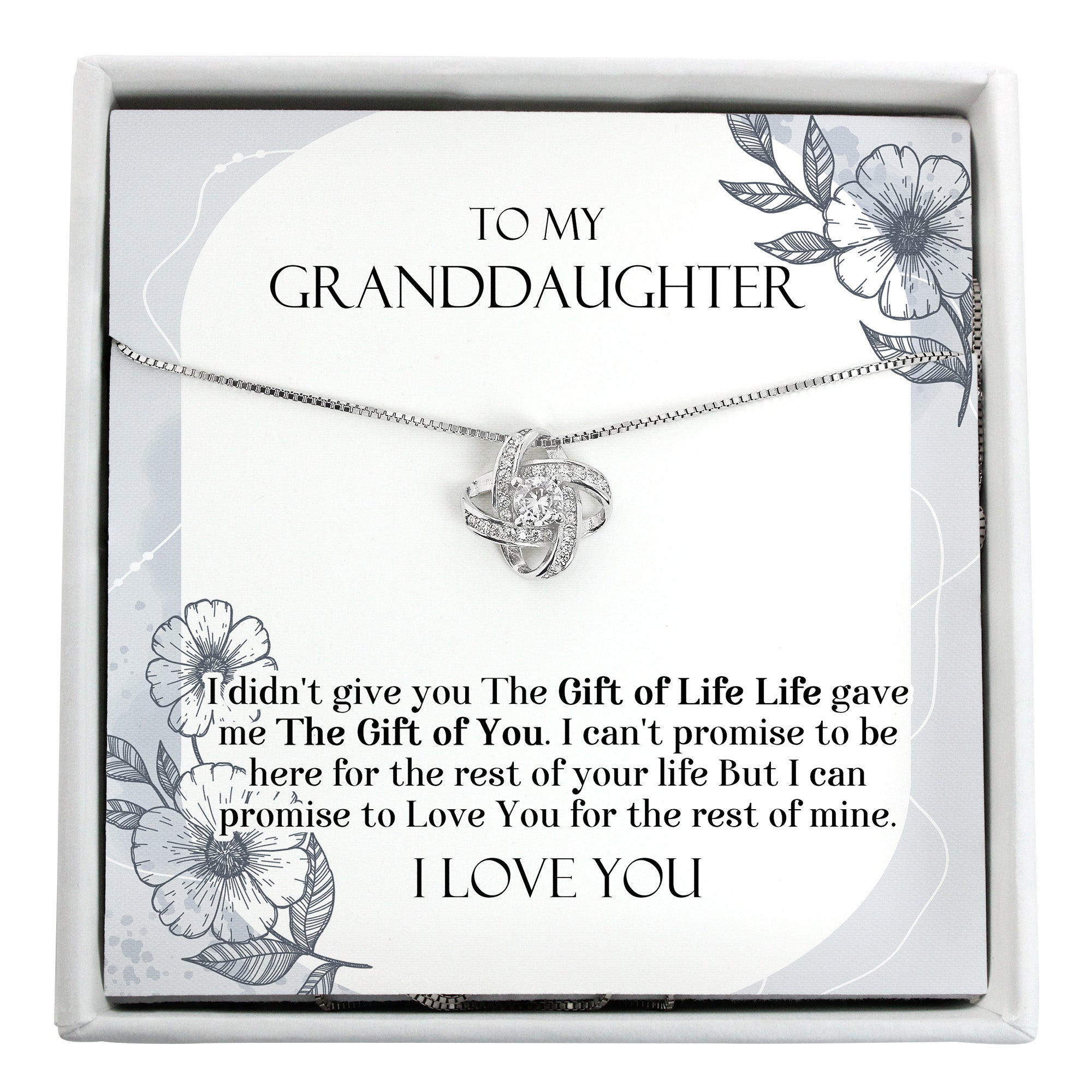 Personalized Granddaughter Necklace Gift with Heartfelt Message Card - Elegant Knot Design for Special Occasions - Image 1