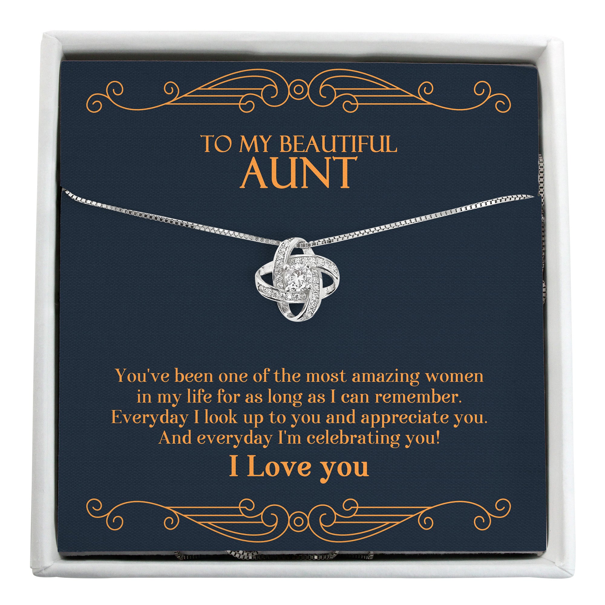Personalized Elegant Necklace for Aunt - Handcrafted Silver Jewelry with Heartfelt Message Card, Perfect for Birthdays and Celebrations - Image 1