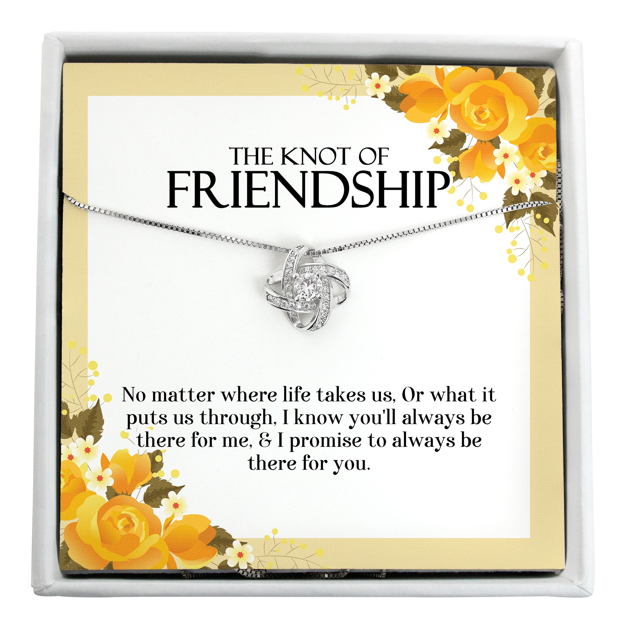 Handmade Knot of Friendship Necklace - Personalized Gift for Best Friends - Sterling Silver with Floral Message Card - Image 1