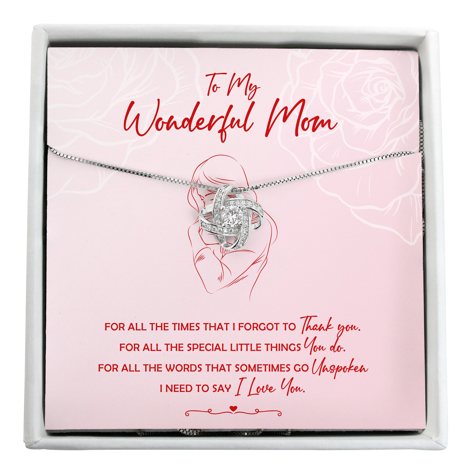 Personalized "To My Wonderful Mom" Sterling Silver Necklace with Heartfelt Message Card – Perfect Mother's Day or Birthday Gift - Image 1