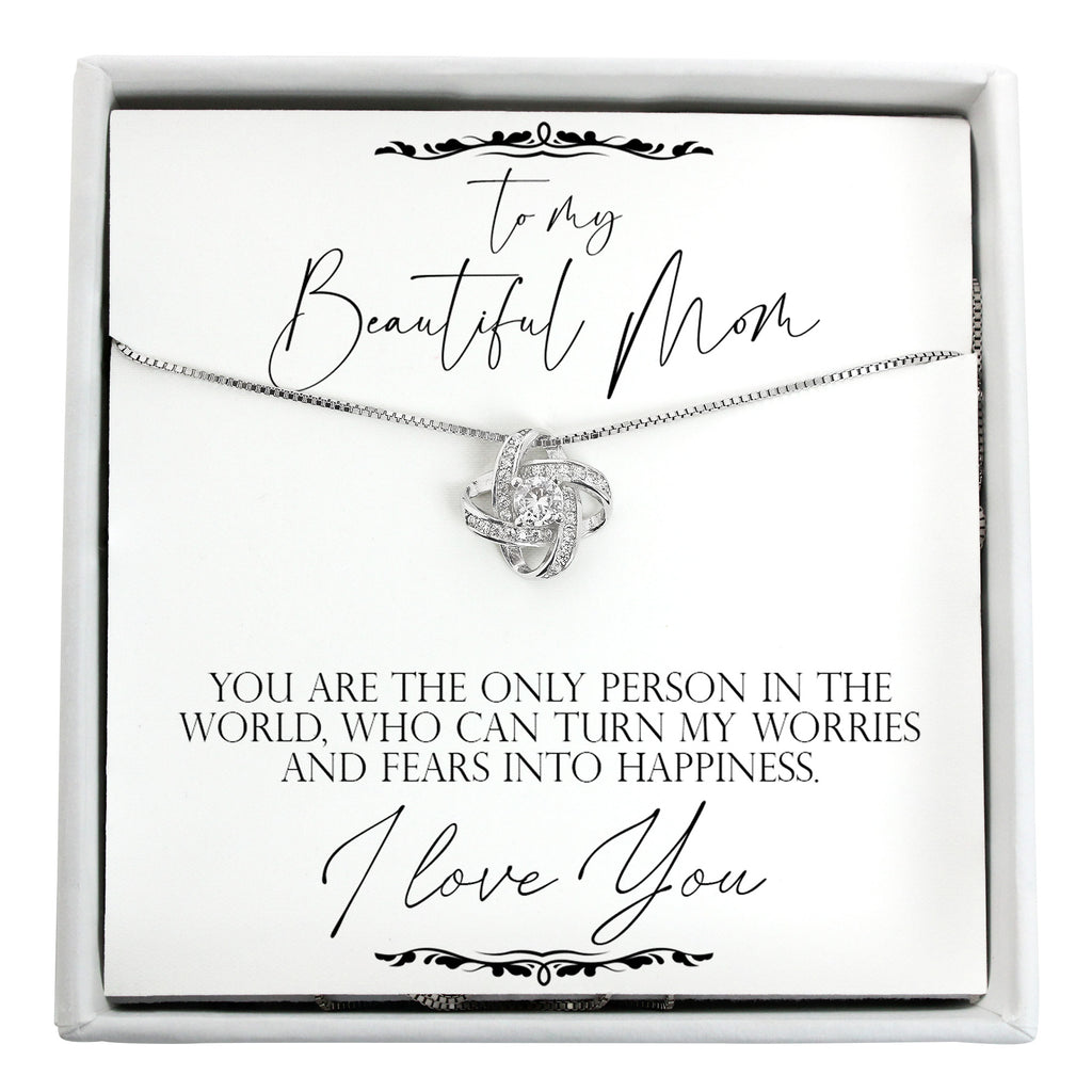 Elegant Personalized "Beautiful Mom" Necklace with Cubic Zirconia Pendant – Perfect Gift for Mother's Day, Birthdays & Special Occasions - Image 1