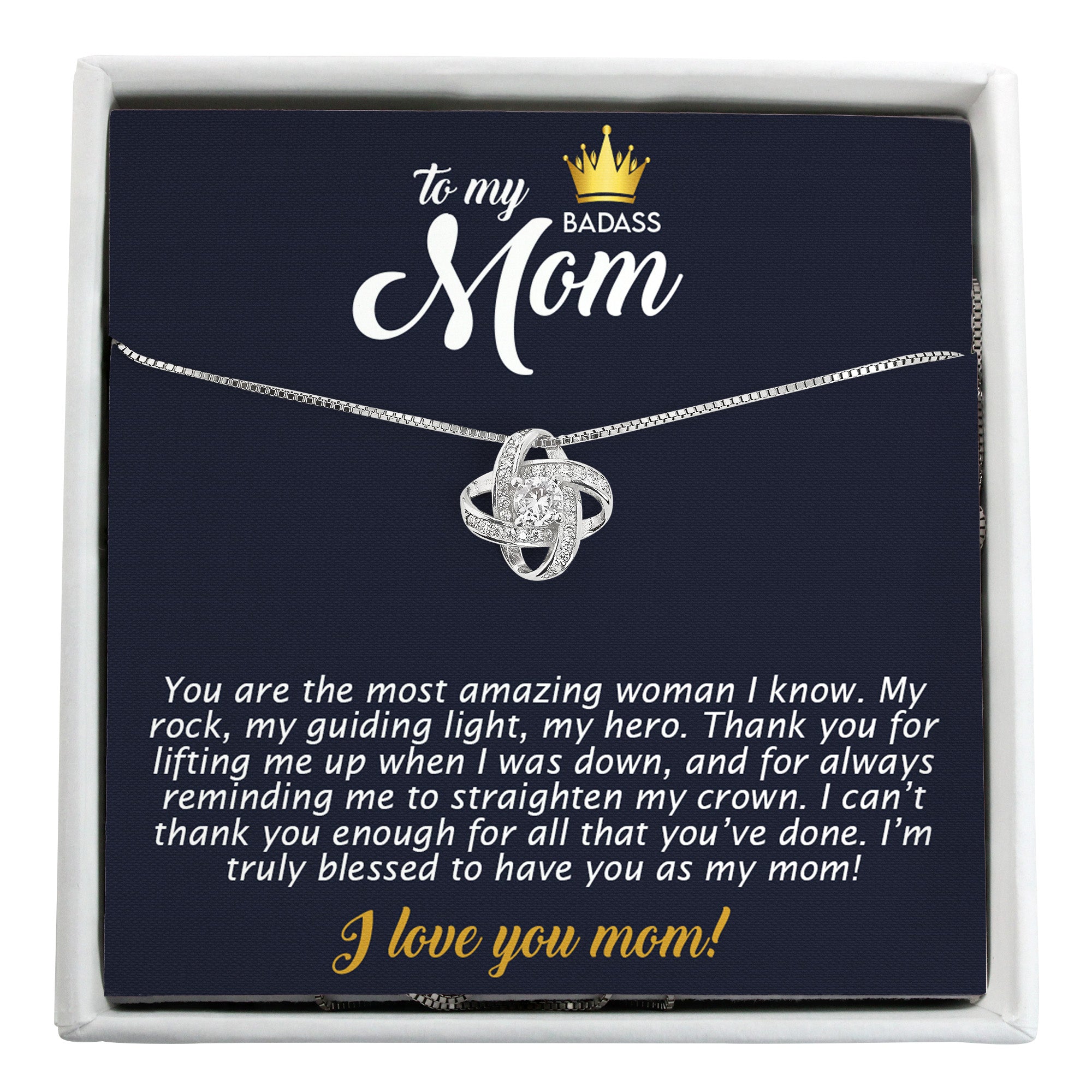 Heartfelt Personalized Message Card Necklace for Mom with Intricate Knot Design - Perfect for Mother's Day and Special Occasions - Image 1