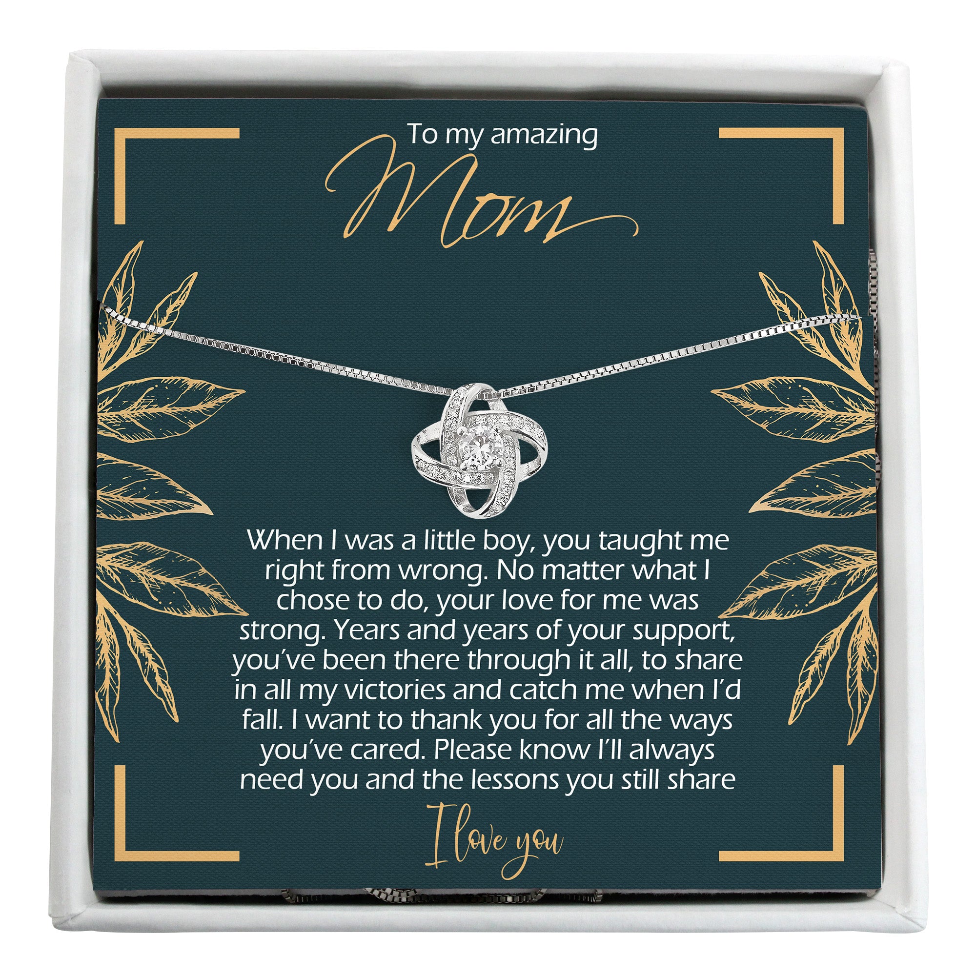Personalized Sterling Silver Knot Necklace with Heartfelt Message Card for Mom - Ideal Gift for Mother's Day or Birthday - Image 1