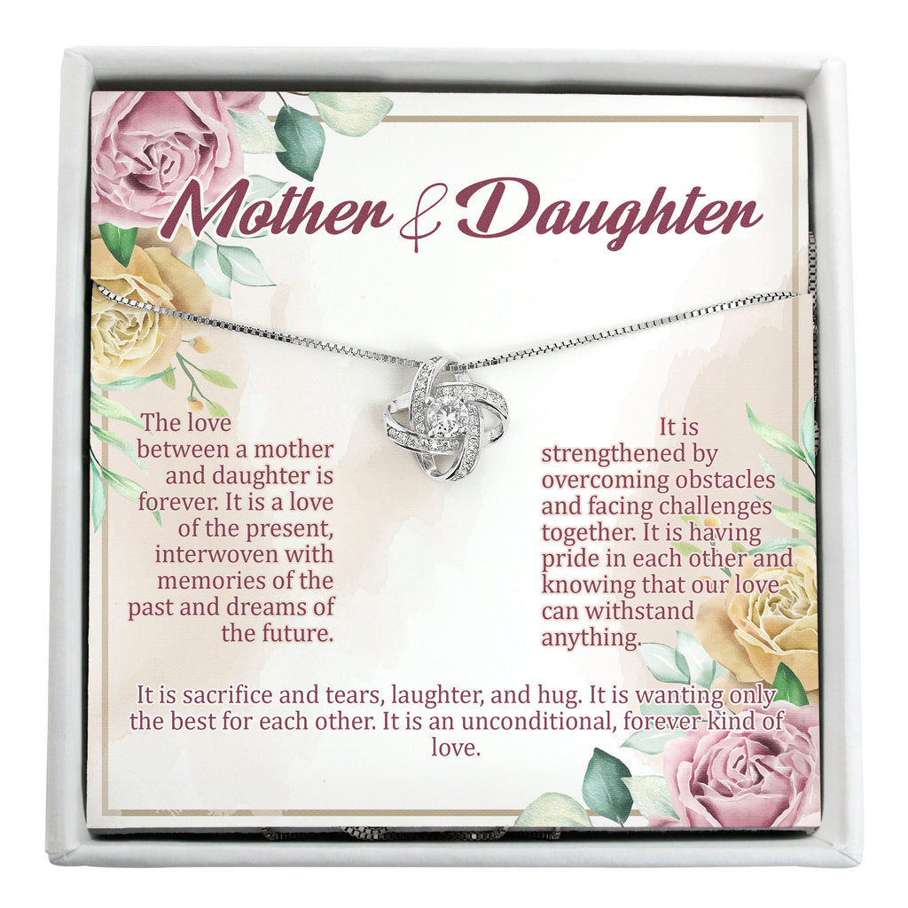 Personalized Mother & Daughter Necklace with Heartfelt Message Card - Customizable Silver Knot Pendant for Meaningful Gift Giving - Image 1