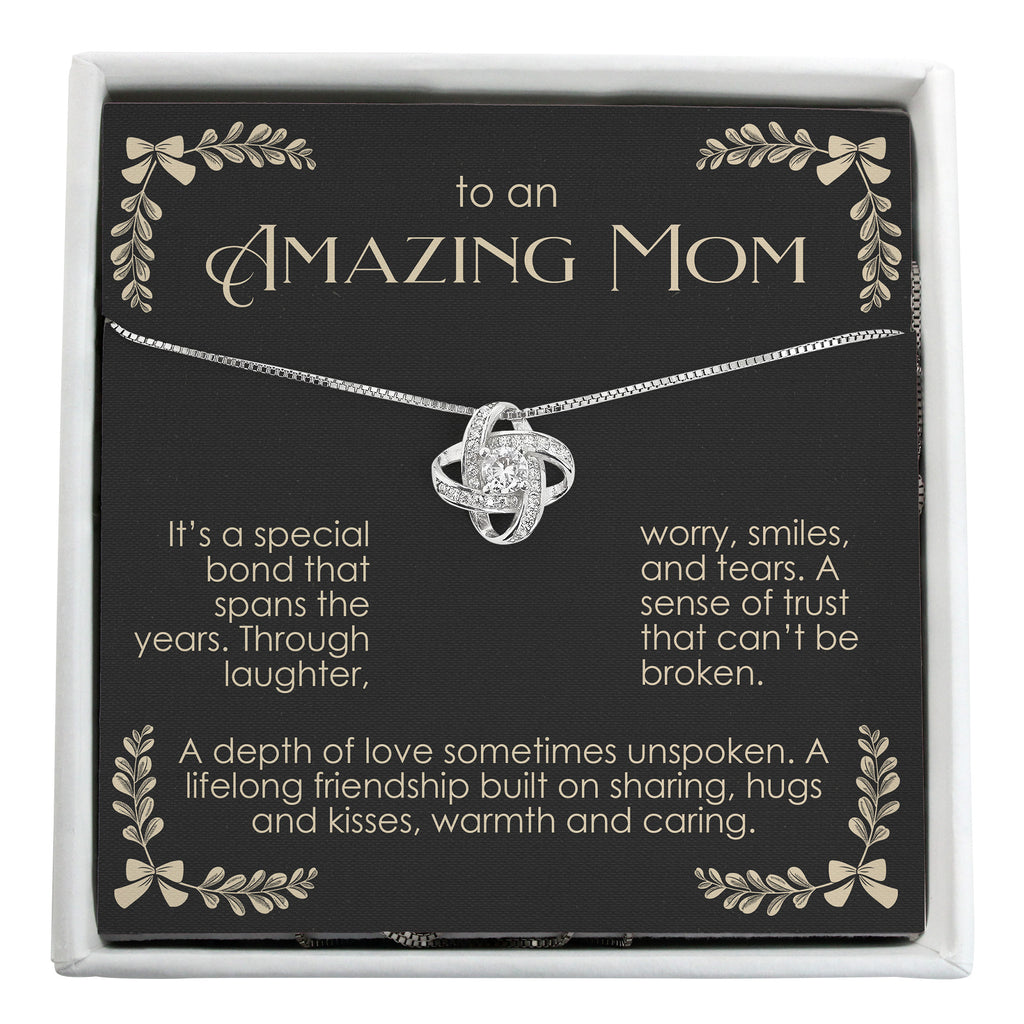 "Personalized Sterling Silver Knot Necklace for Moms - Handcrafted Gift with Heartfelt Message Card" - Image 1