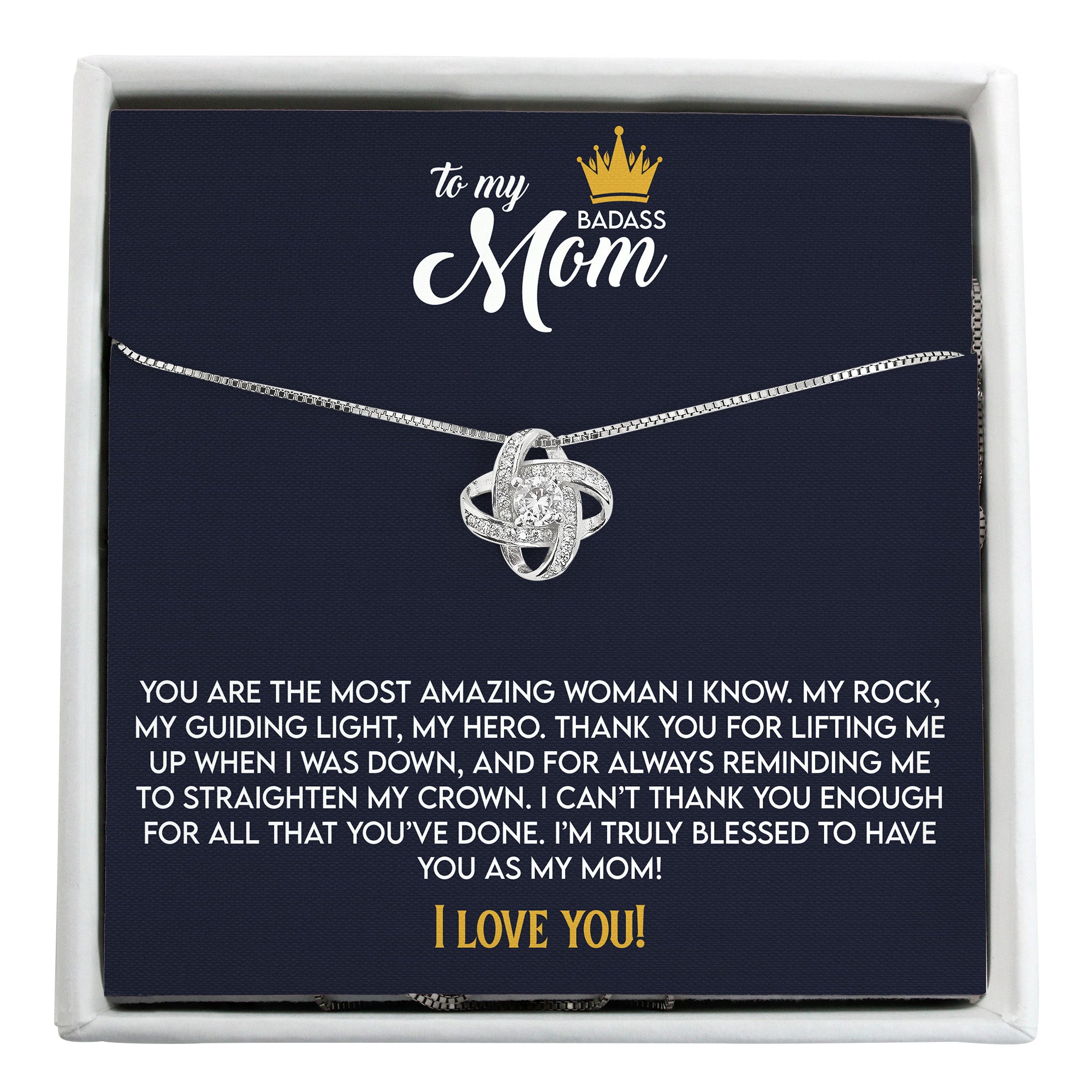 Personalized Necklace for Mom - Elegant Knot Design with Heartfelt Message Card for Mother’s Day, Birthdays, or Just Because - Image 1