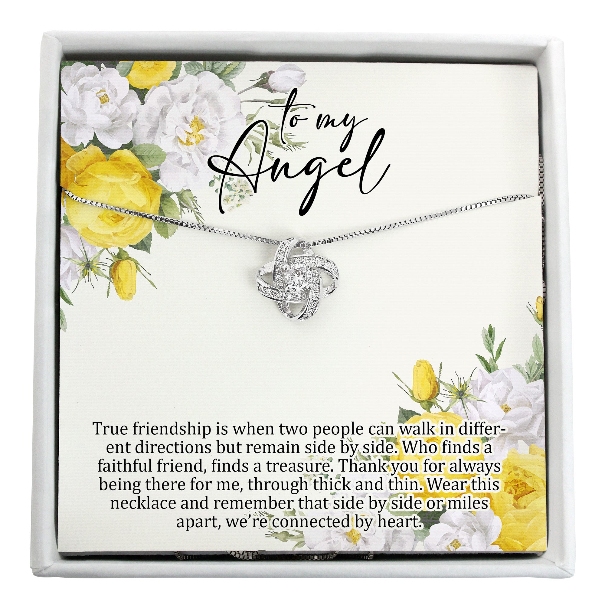 Personalized Sterling Silver Angel Friendship Necklace with Floral Message Card - Perfect Gift for Loved Ones - Image 1