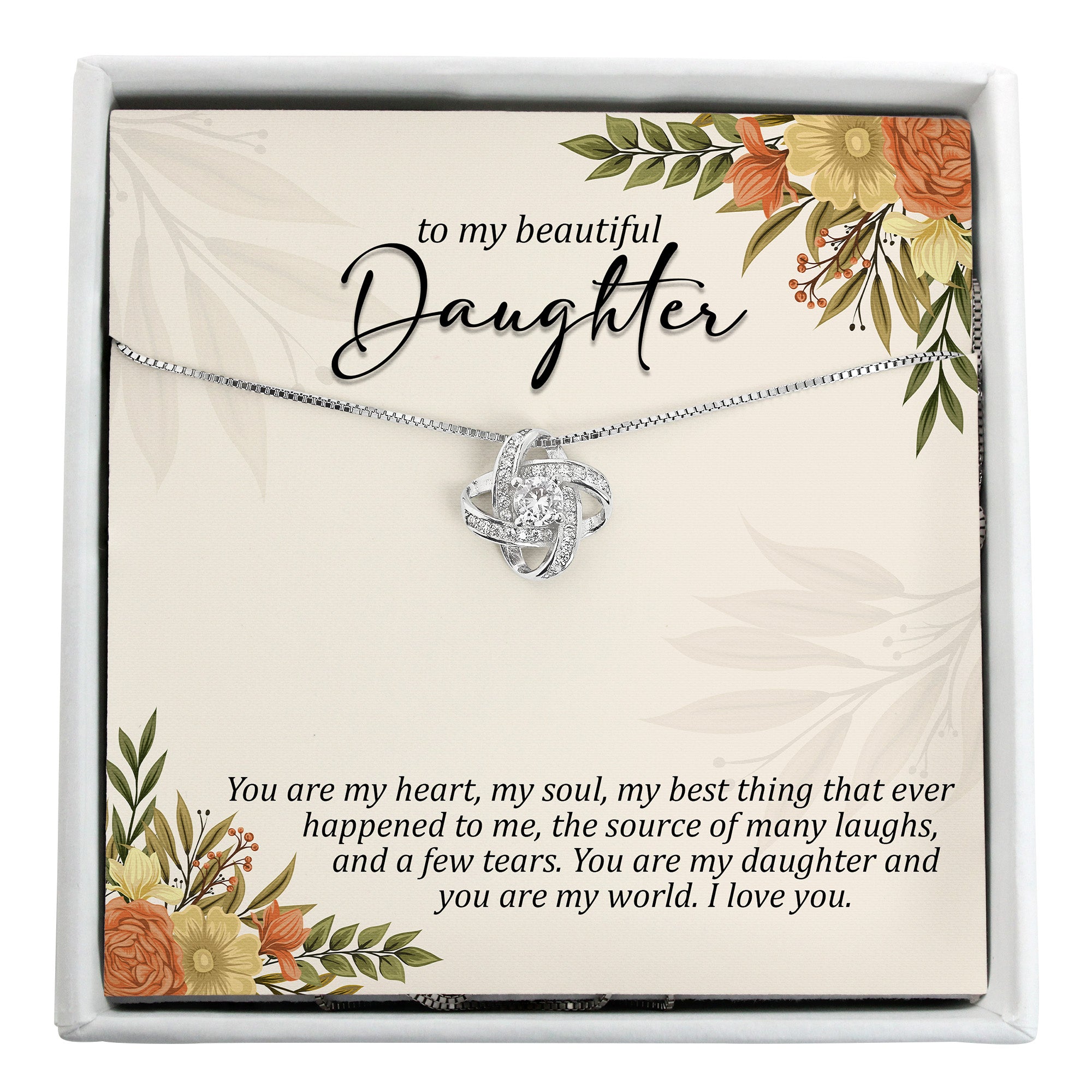 Elegant Personalized Message Card Necklace for Daughter - Handcrafted Knot Design, Premium Materials, Ideal for Heartfelt Gift-Giving - Image 1