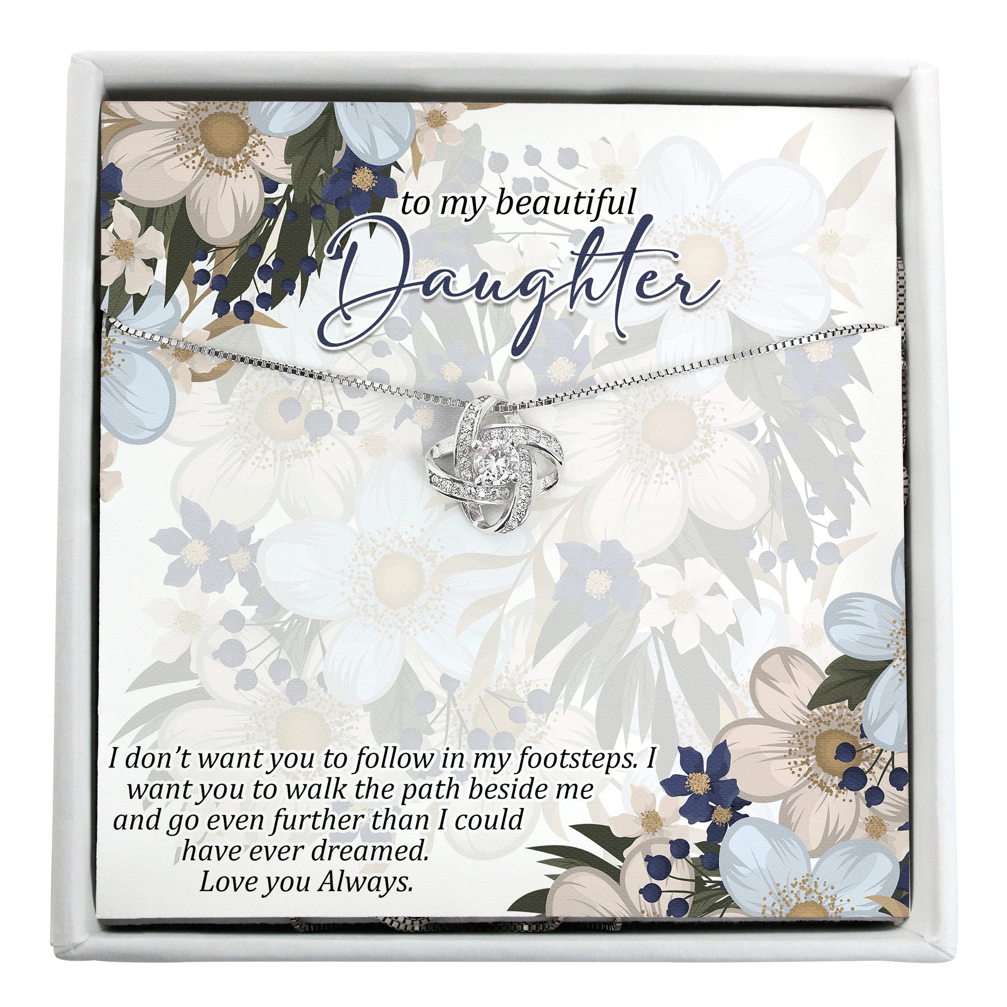 Personalized Daughter Necklace with Inspirational Message Card - Sterling Silver Artisan Knot Pendant - Thoughtful Gift for Any Occasion - Image 1