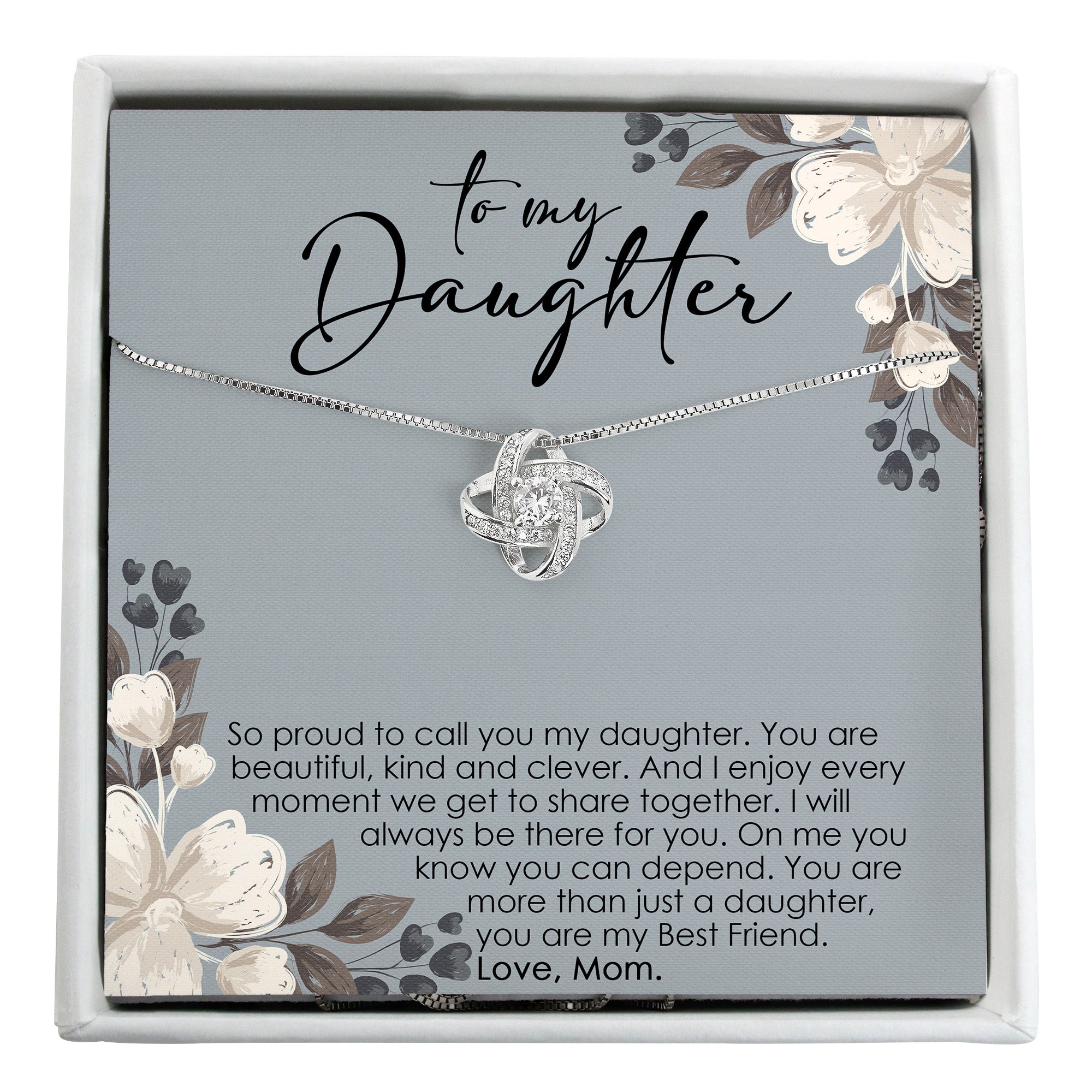 Heartfelt "To My Daughter" Knot Necklace with Personalized Message Card - Perfect Gift for Special Moments - Image 1