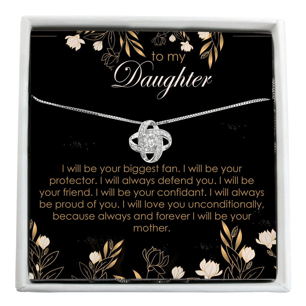 Elegant Personalized Necklace for Daughter – Sterling Silver Knot Pendant with Heartfelt Message Card - Image 1