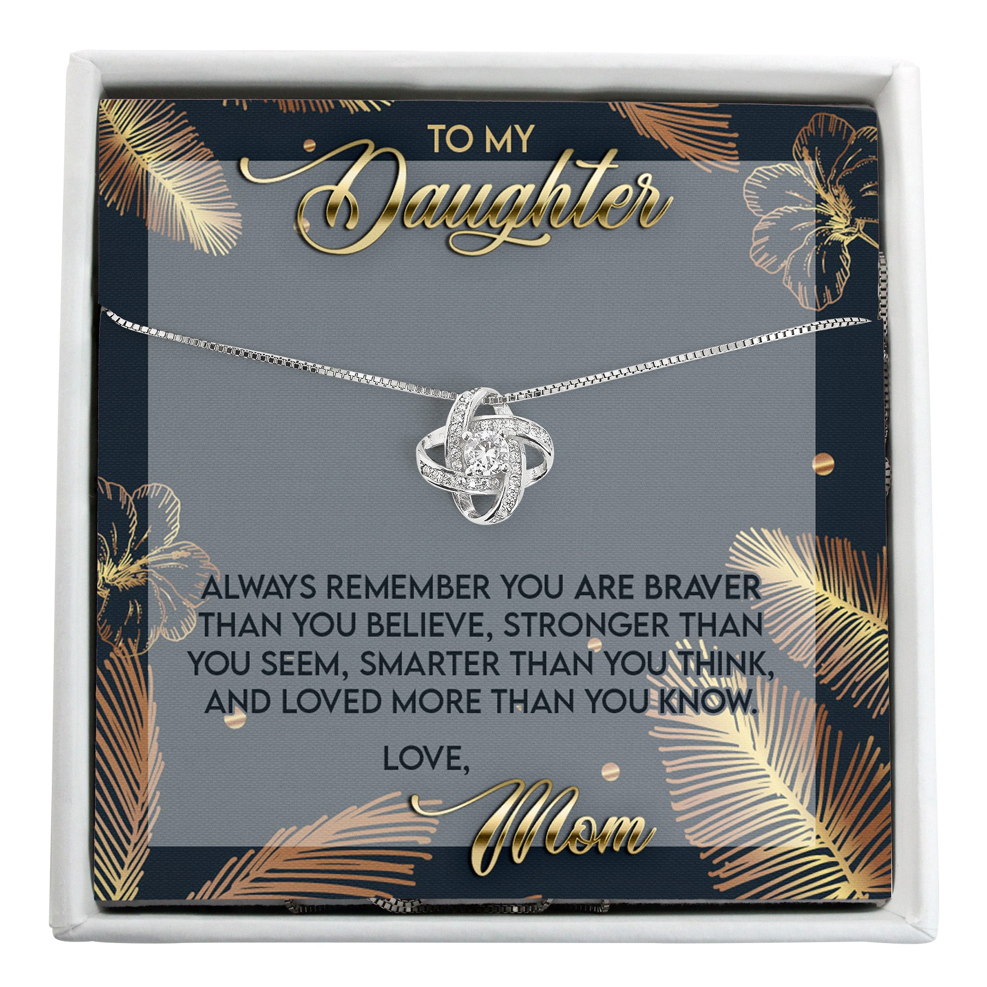 Elegant Personalized Knot Necklace with Message Card for Daughter - Premium Craftsmanship & Sentimental Gift from Mom - Image 1