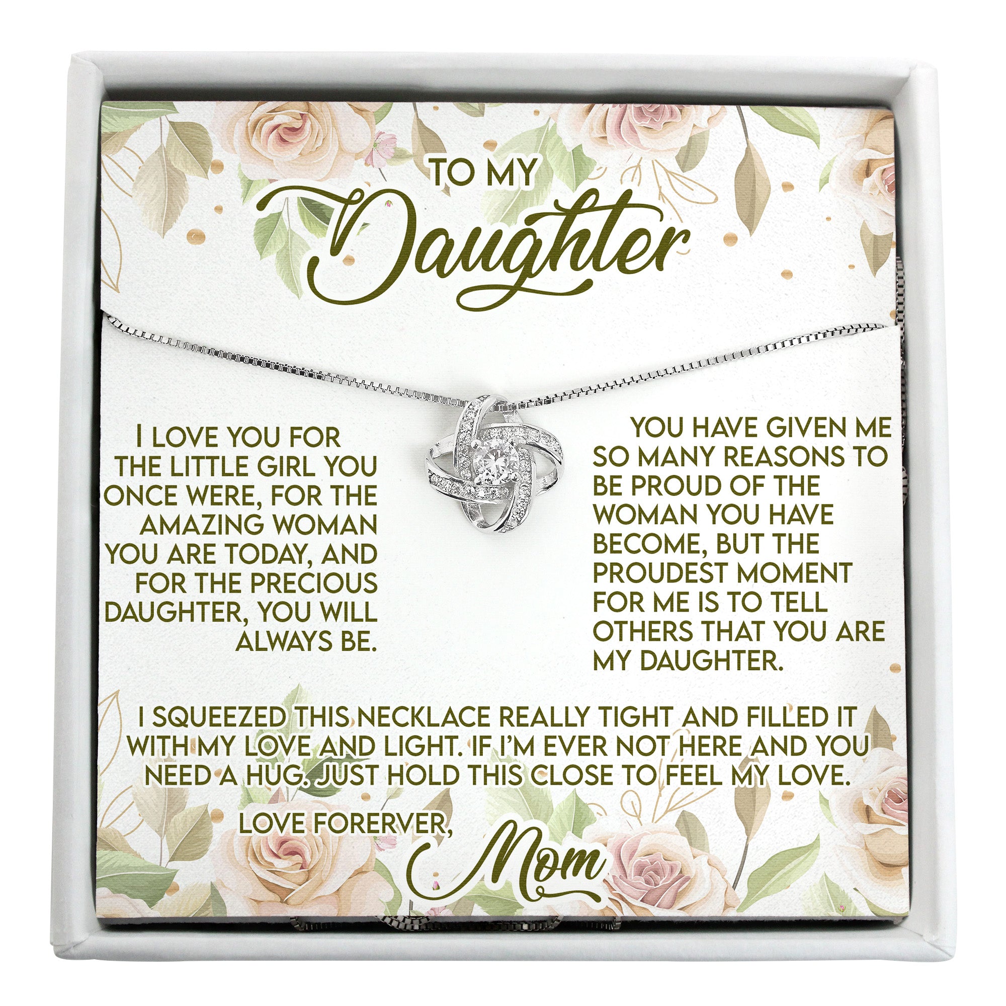 Elegant Personalized Necklace Gift for Daughter from Mom with Heartfelt Message Card - Ideal for Birthdays, Graduations, and Special Occasions - Image 1