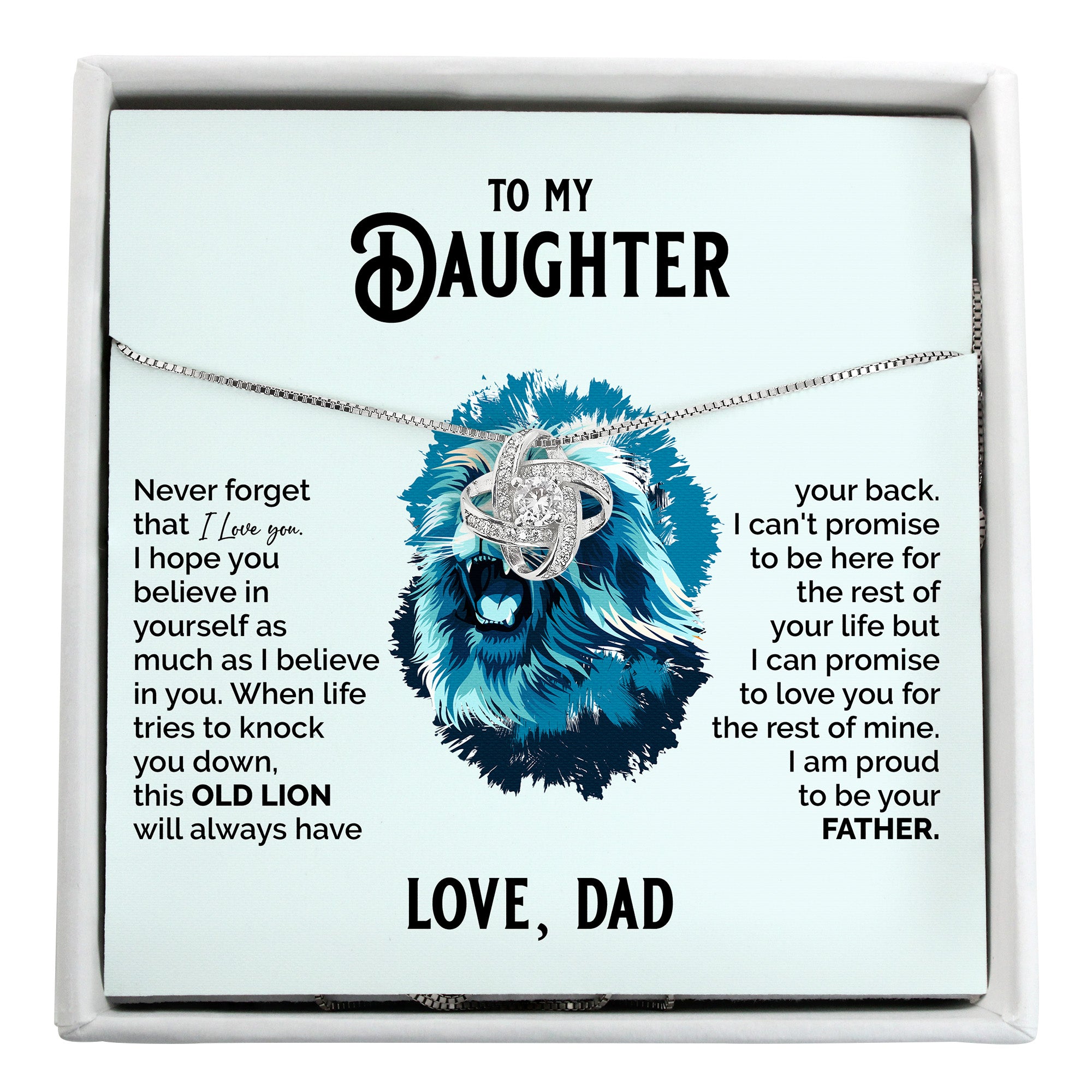 Personalized Father to Daughter Gift - Handmade Silver Lion Necklace with Heartfelt Message Card - Image 1
