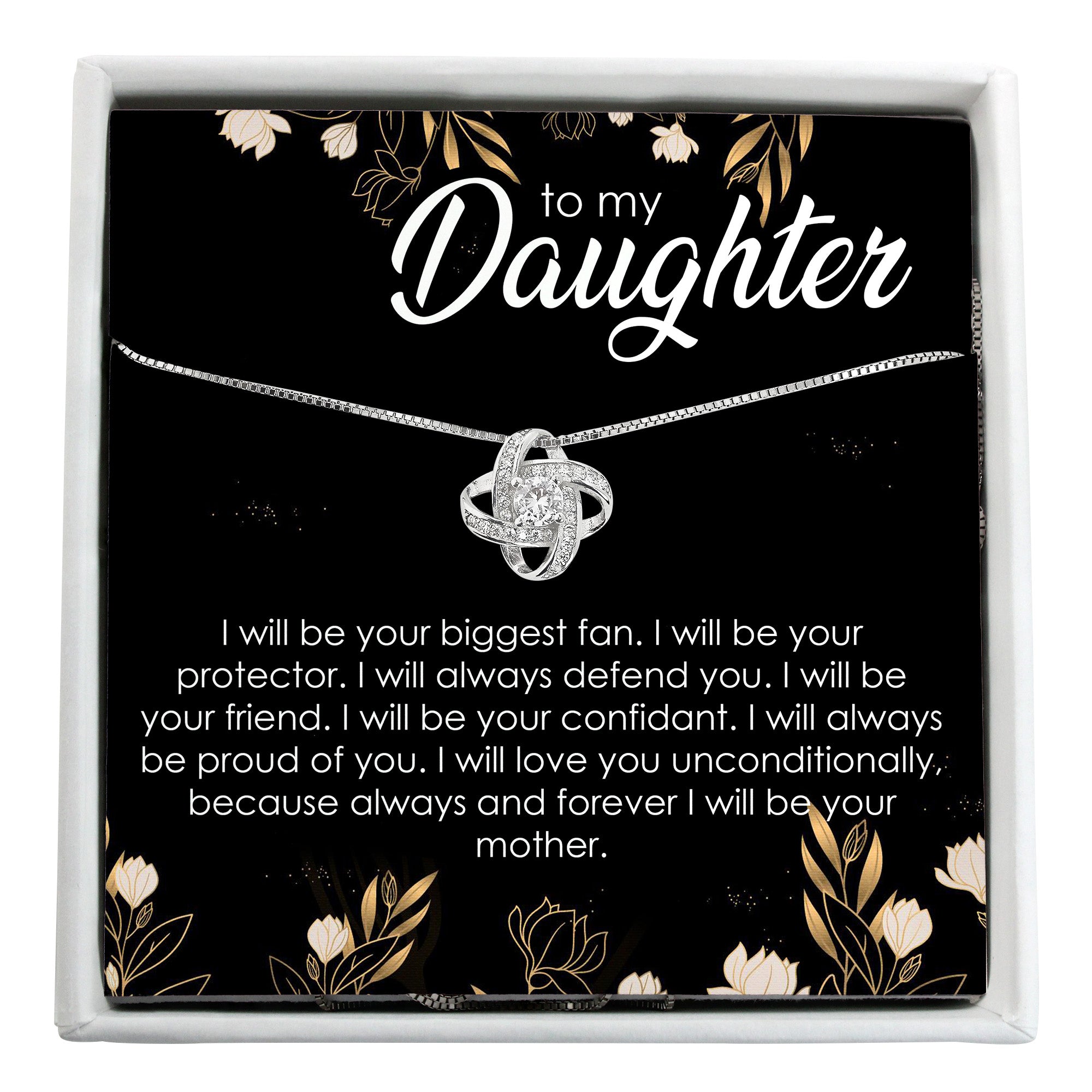 Personalized Sterling Silver Love Knot Necklace for Daughter with Heartfelt Message Card - Perfect Gift for Birthdays, Graduations, and Special Moments - Image 1